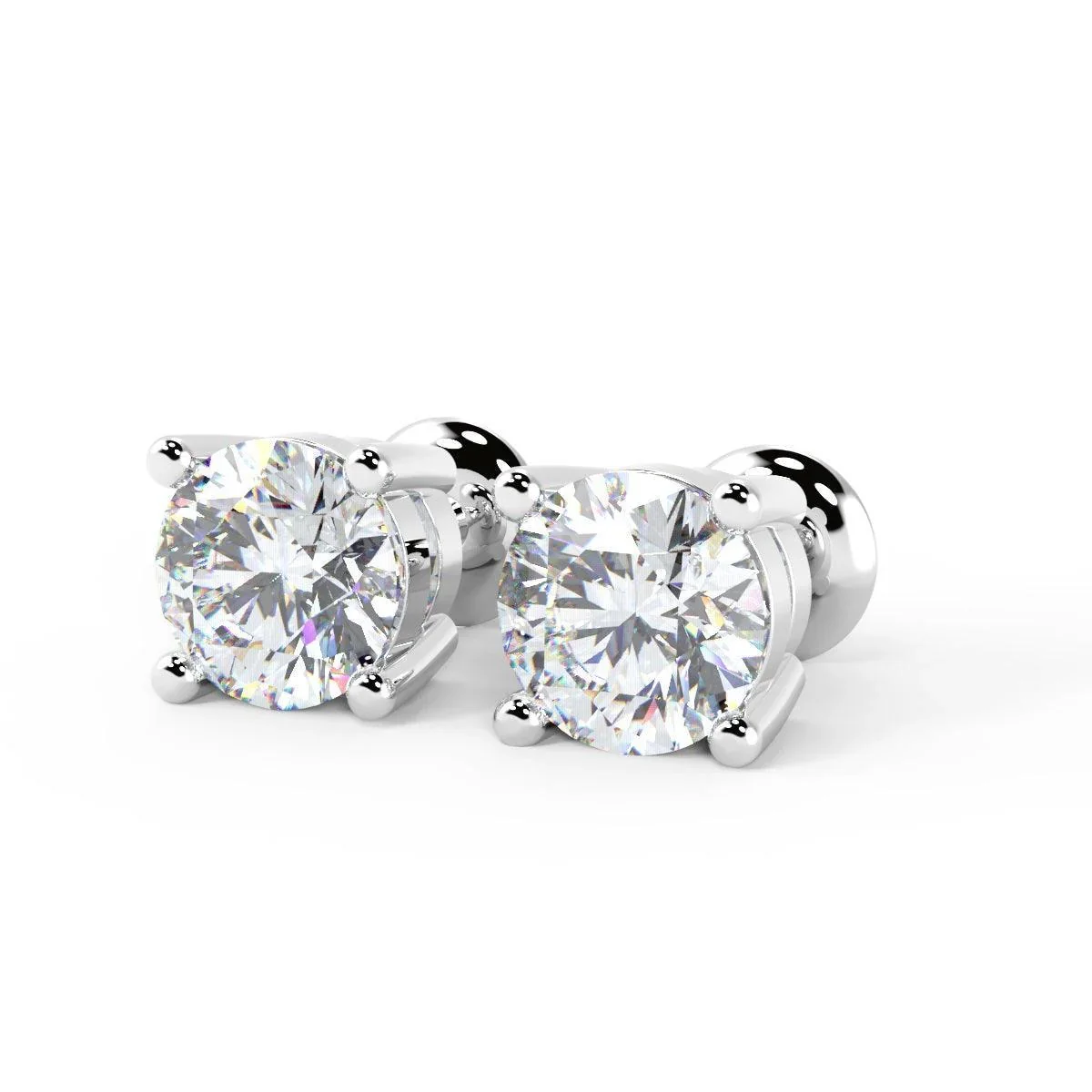 Clearance 0.85Ct Round Diamond Stud Earrings in 18k White Gold - Image 4