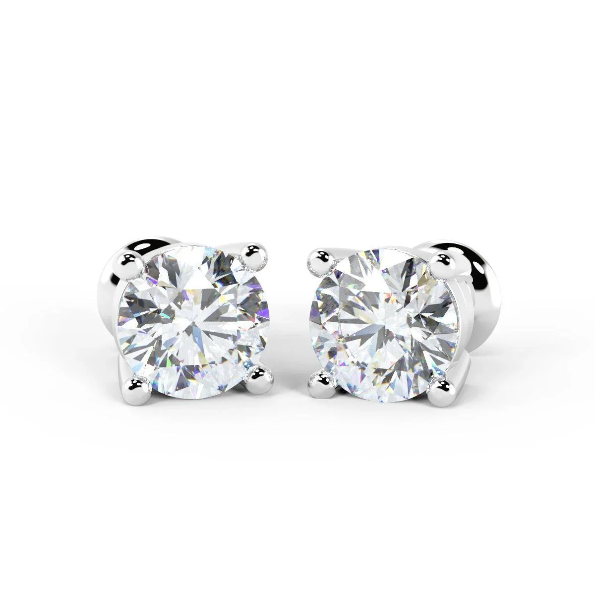 Clearance 0.85Ct Round Diamond Stud Earrings in 18k White Gold - Image 5