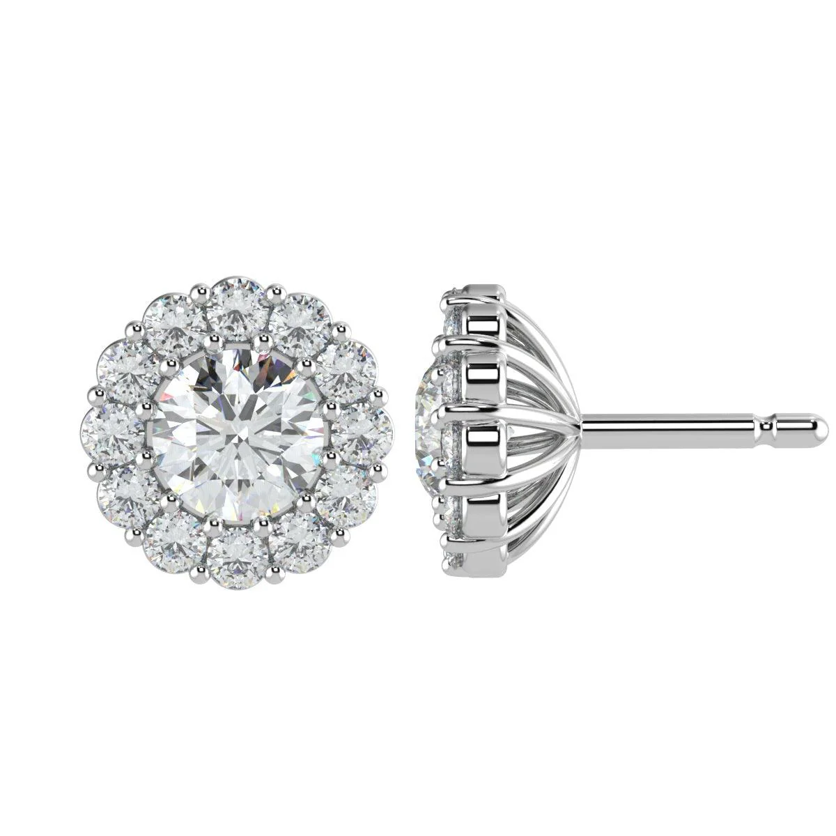 Certified 2.50Ct E/VS Round Lab Diamond Halo Earrings Crafted in 18K White Gold - Image 2