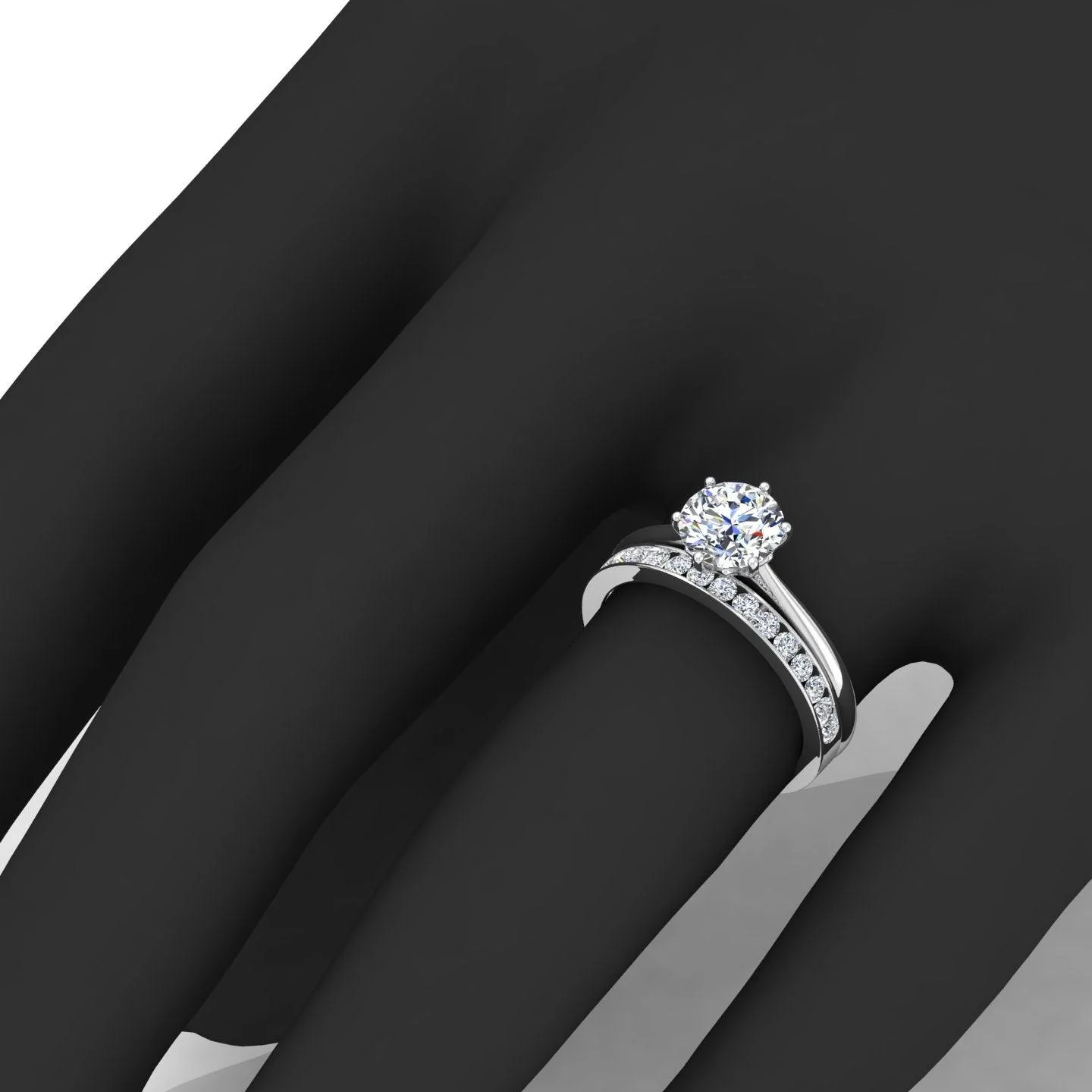 Certified 6 Claw Round Diamond Solitaire Ring With Matching Band - Image 2