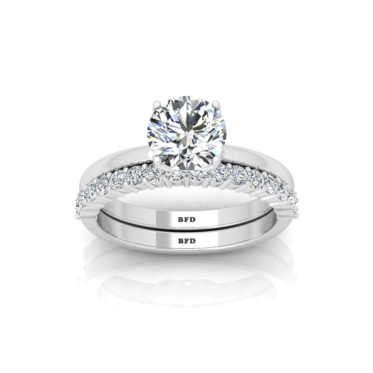Certified Classic Round Diamond Solitaire Ring With Diamond Matching Band 1.50Ct E/VS - Image 6