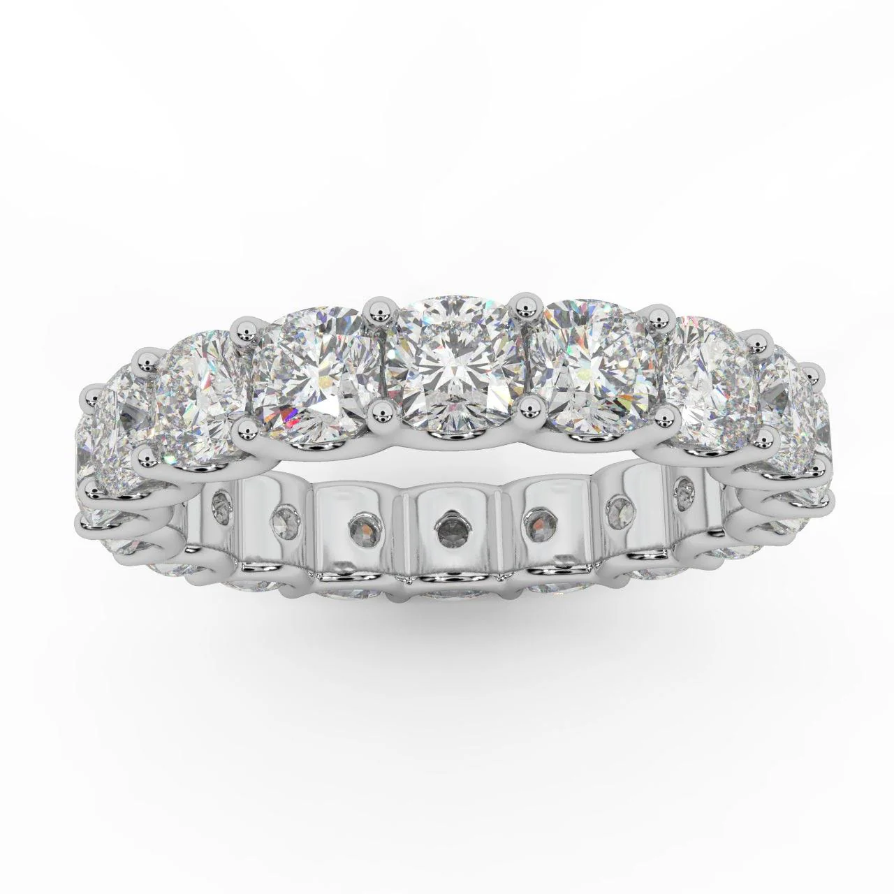 Certified Cushion Diamond U Prong Full Eternity Ring For Women in Platinum D-E/VS 5.00Ct - 6.50Ct - Image 7