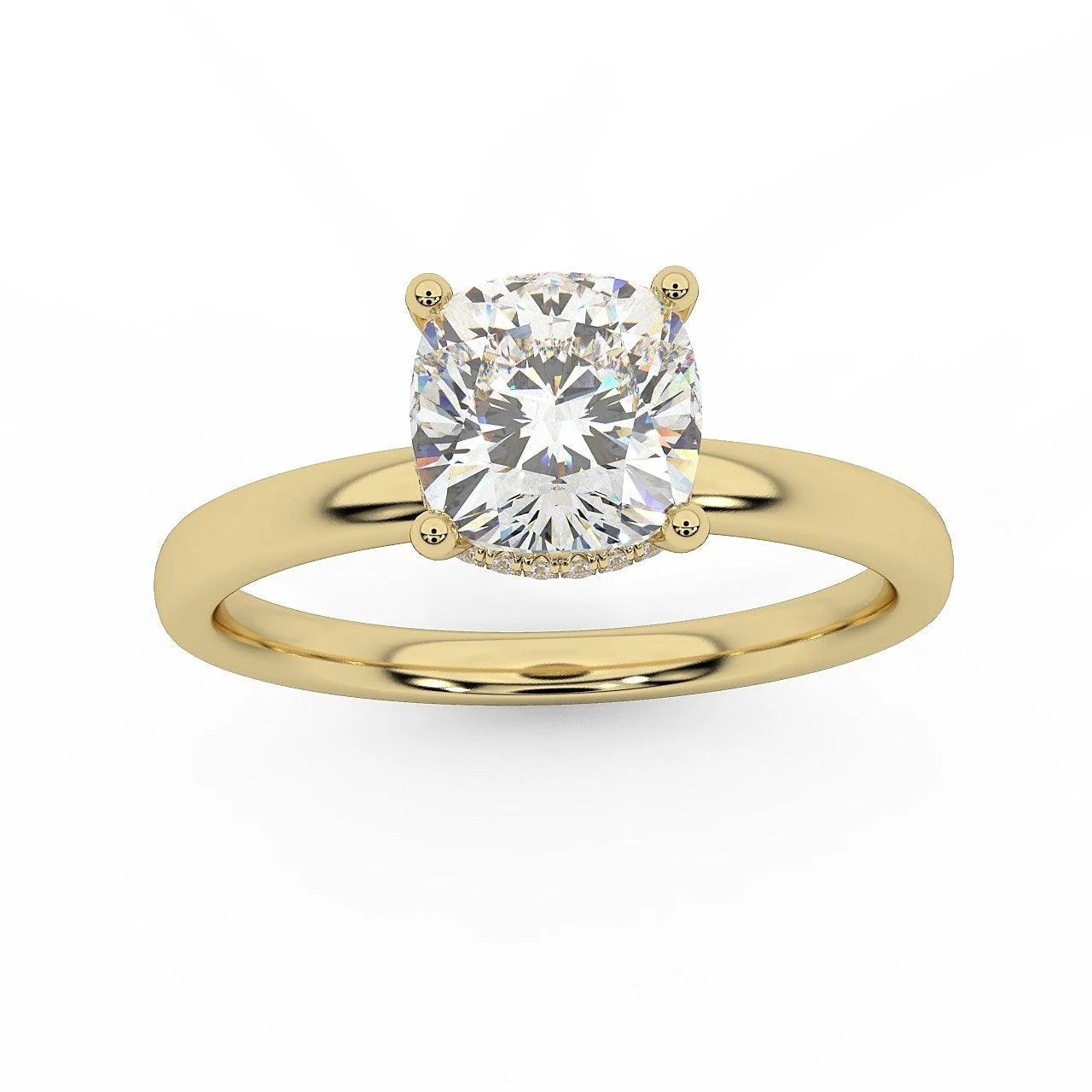 Certified Cushion Diamond Hidden Halo Engagement Ring - Image 6