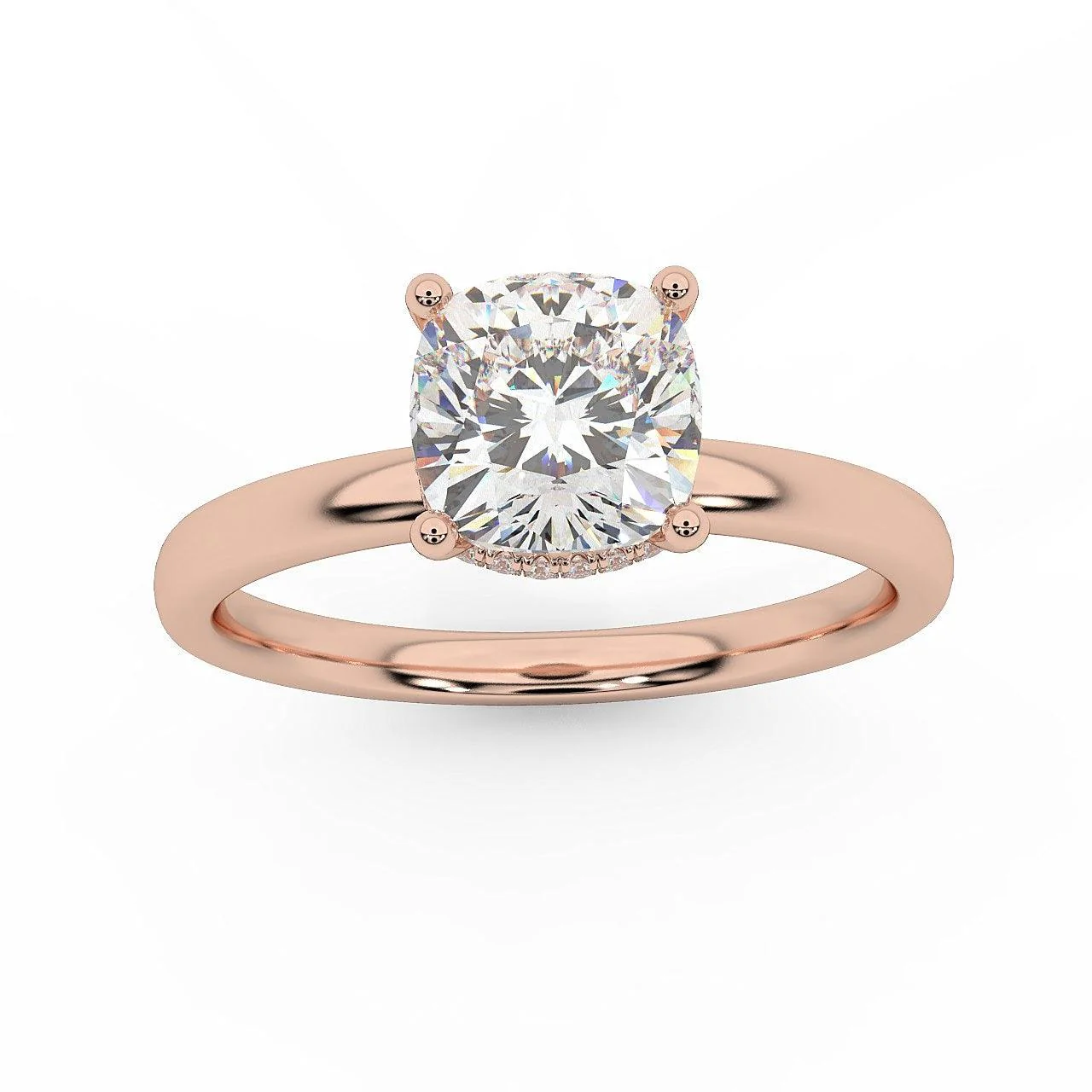 Certified Cushion Diamond Hidden Halo Engagement Ring - Image 7