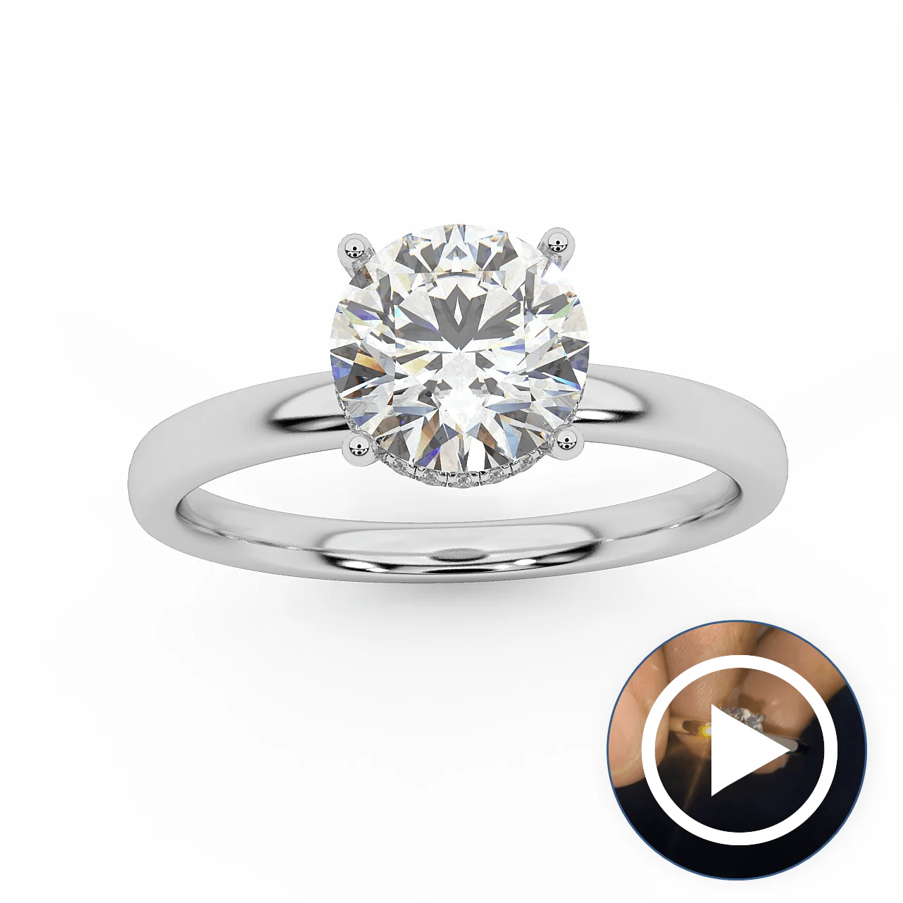 D/VVS-VS Certified Round Diamond Hidden Halo Engagement Ring 0.80Ct - 1.50Ct - Image 6