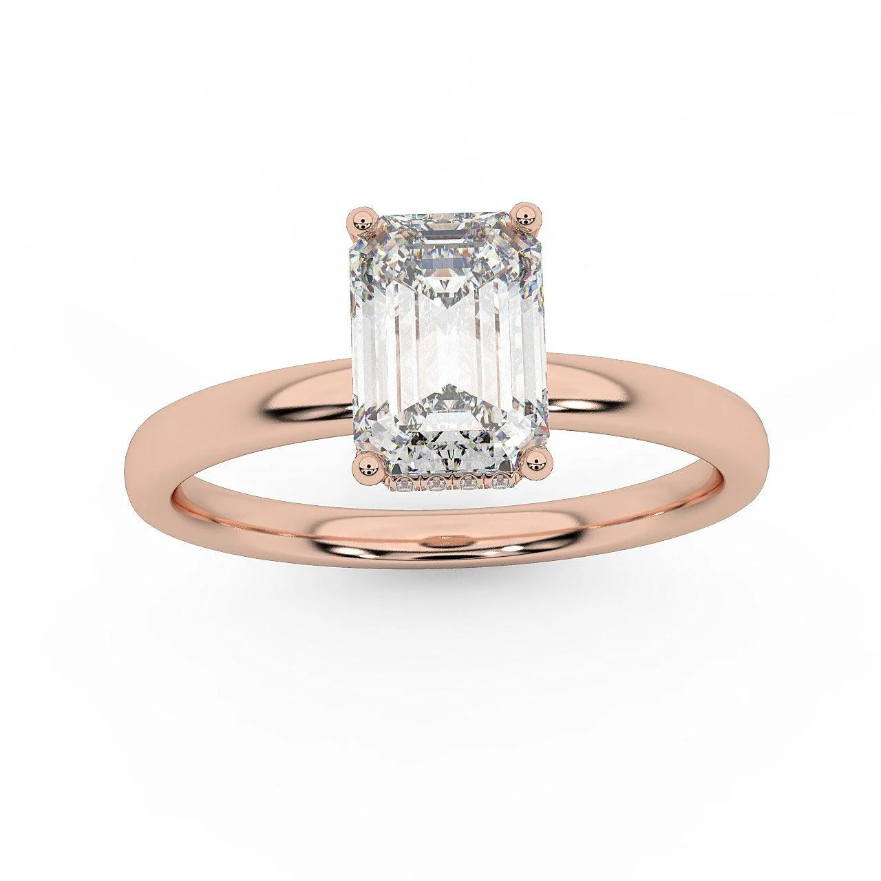 Certified Emerald Diamond Hidden Halo Engagement Ring - Image 7