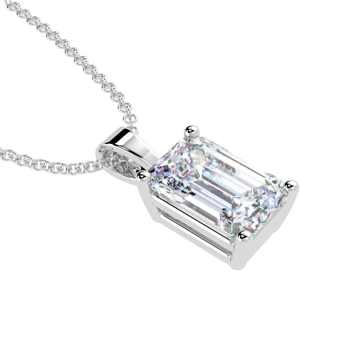 IGI Certified Emerald Diamond Solitaire Pendant Necklace for Women in 18k Gold 1.00Ct-3.00Ct - Image 3