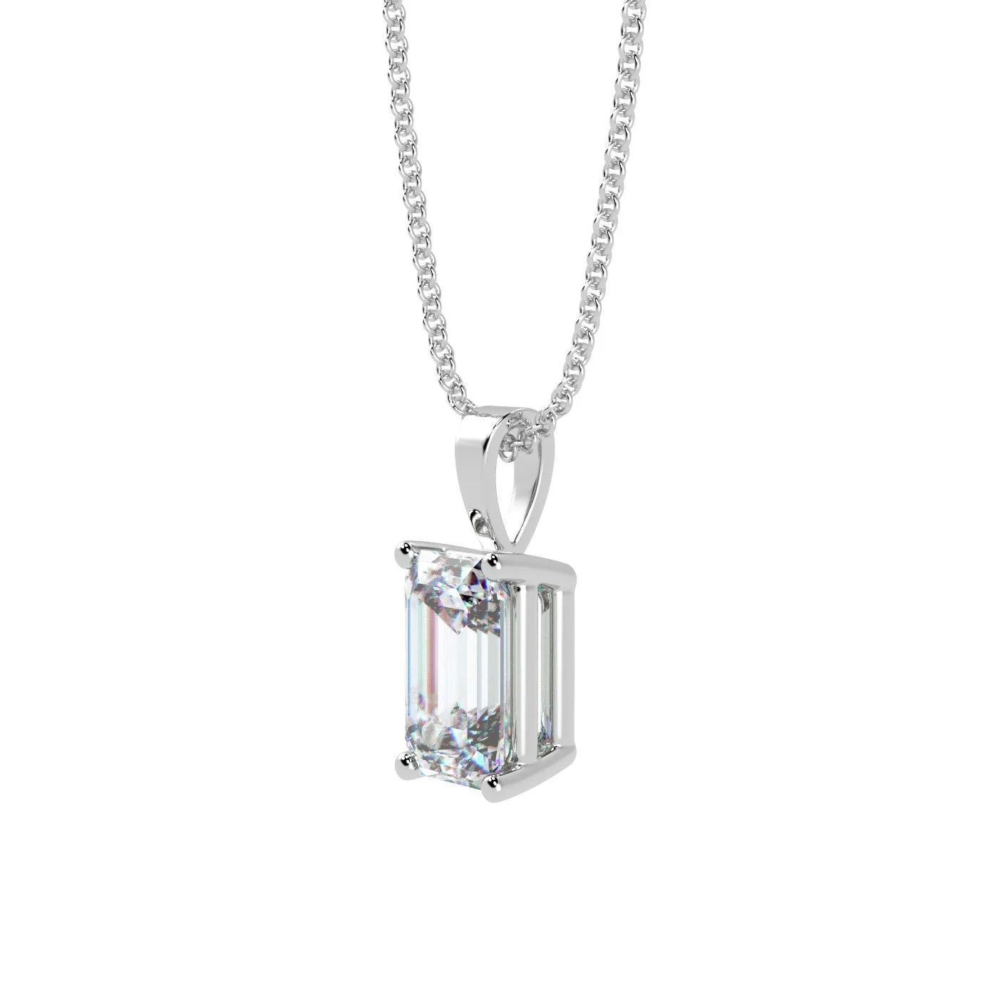 IGI Certified Emerald Diamond Solitaire Pendant Necklace for Women in 18k Gold 1.00Ct-3.00Ct - Image 4