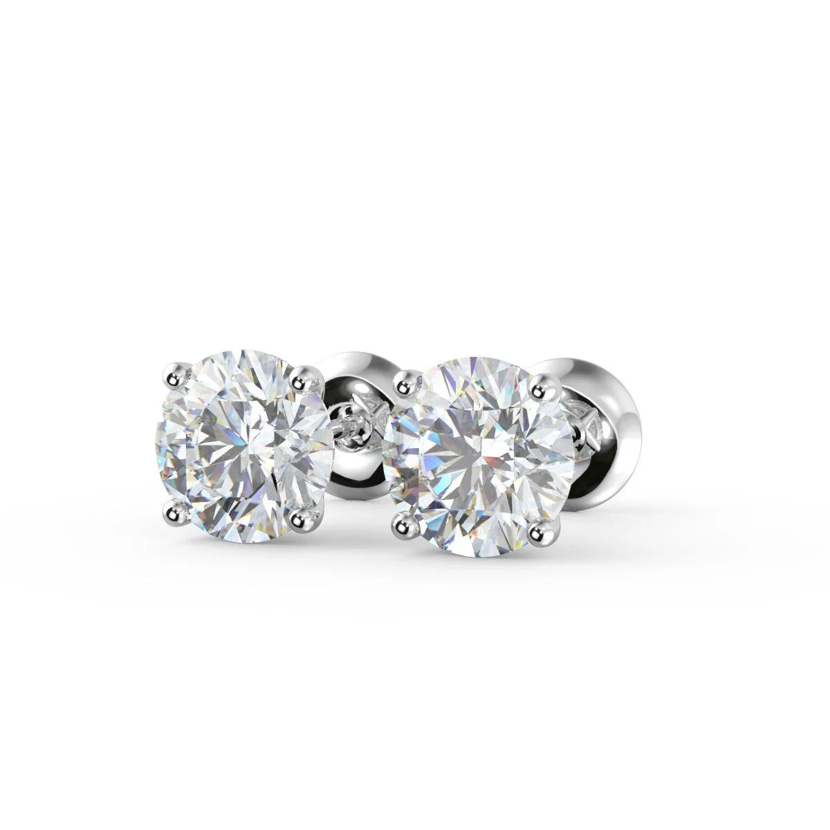 IGI Certified 2.00Ct Round Lab Diamond Stud Earrings In Platinum D-F/VS - Image 5