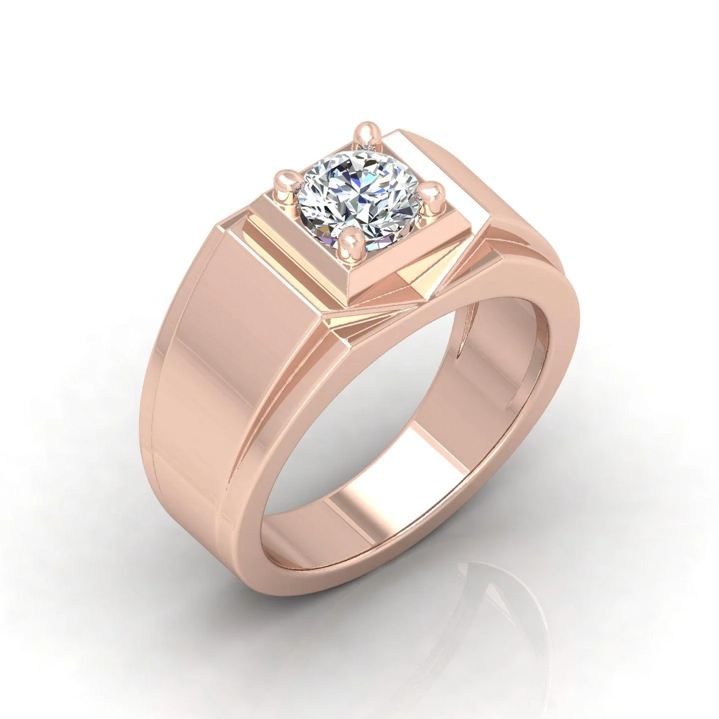 Certified E/VS 1.00Ct Round Diamond Mens Solitaire Ring - Image 3