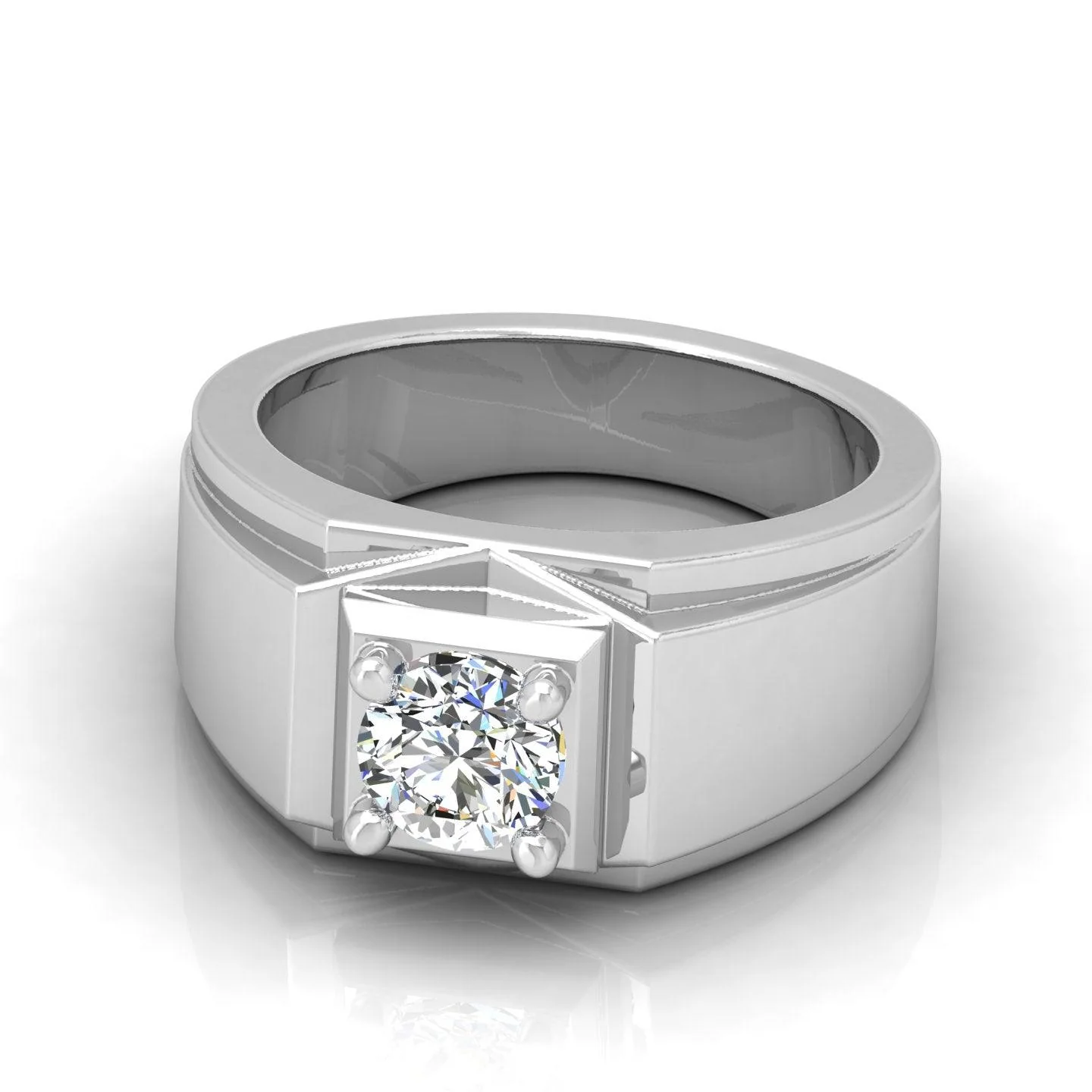 Certified E/VS 1.00Ct Round Diamond Mens Solitaire Ring - Image 4
