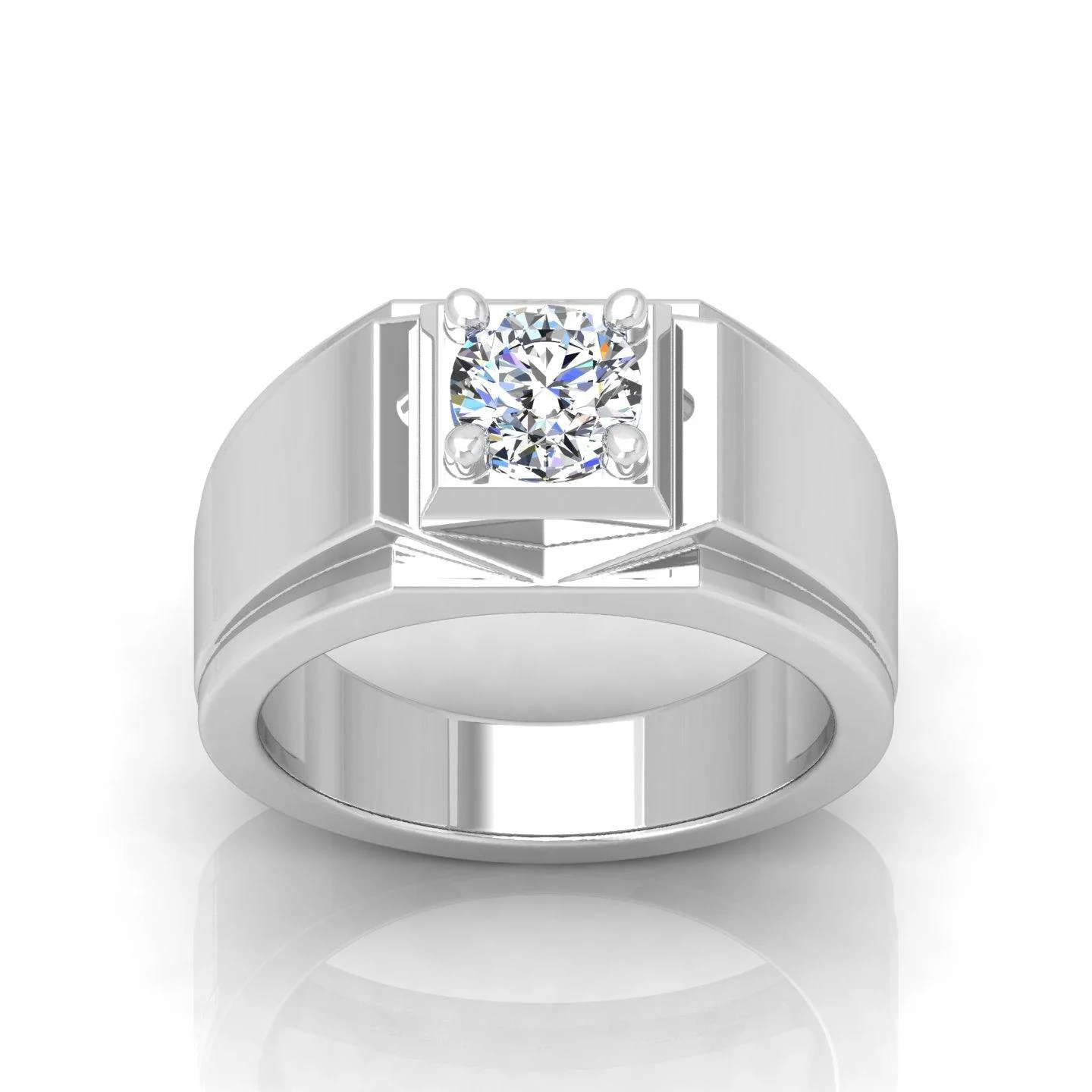 Certified E/VS 1.00Ct Round Diamond Mens Solitaire Ring - Image 5