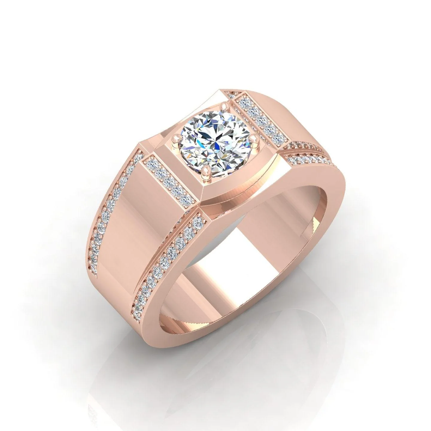 Certified F/VS 1.20Ct Round Diamond Mens Solitaire Ring - Image 3