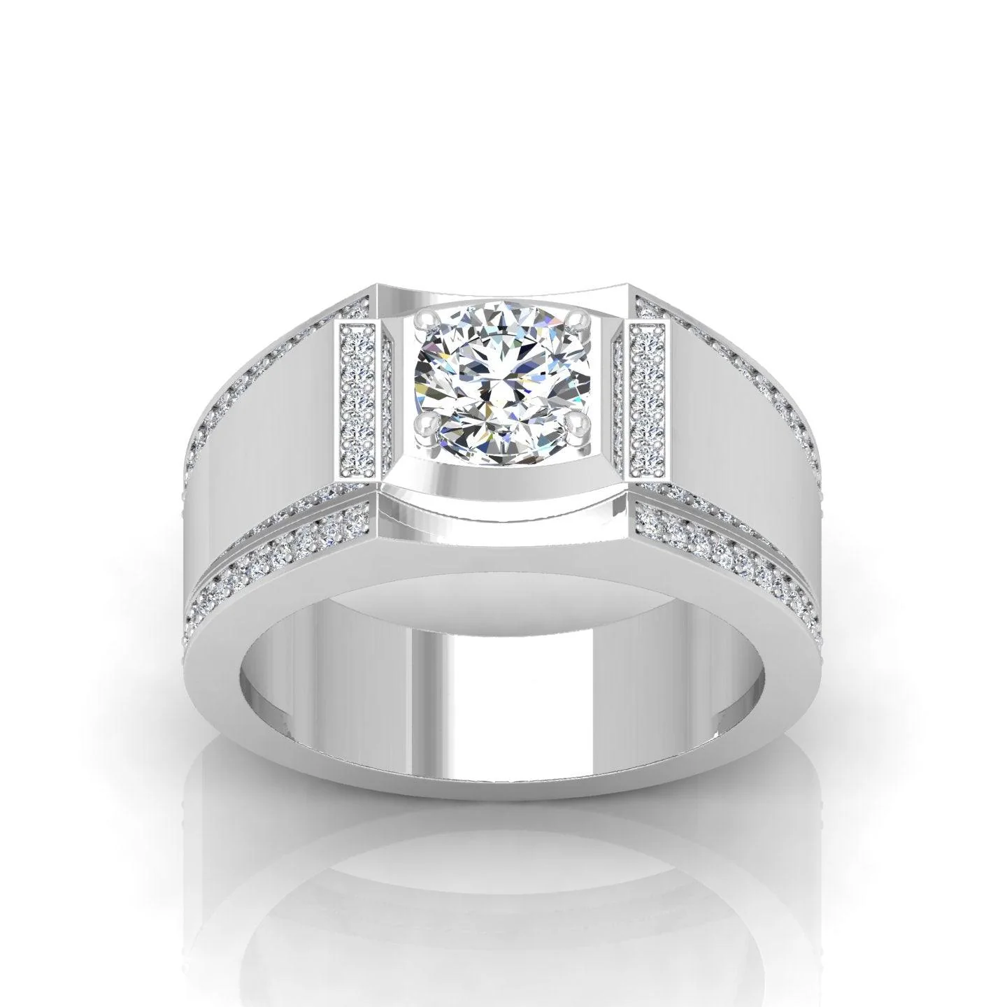 Certified F/VS 1.20Ct Round Diamond Mens Solitaire Ring - Image 4