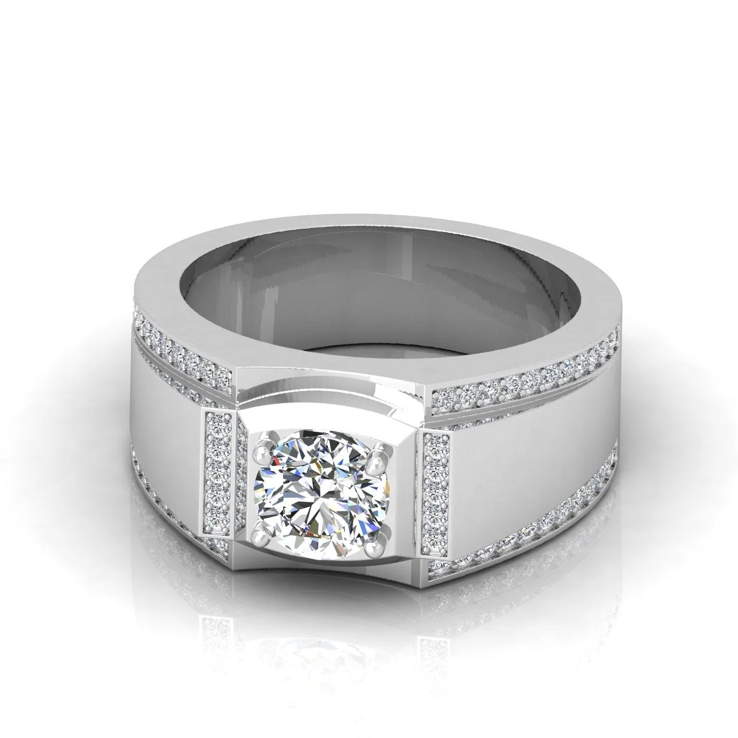 Certified F/VS 1.20Ct Round Diamond Mens Solitaire Ring - Image 7