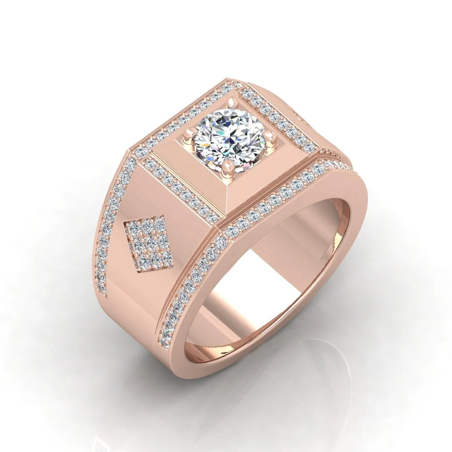 Certified 1.50ct Round Diamond Solitaire with Accents Engagement Ring for Him - Image 3