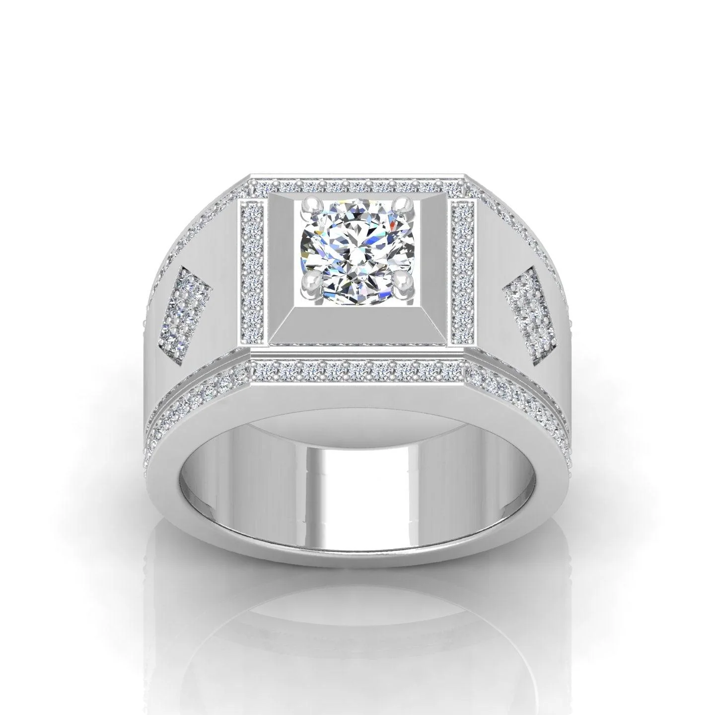 Certified 1.50ct Round Diamond Solitaire with Accents Engagement Ring for Him - Image 4