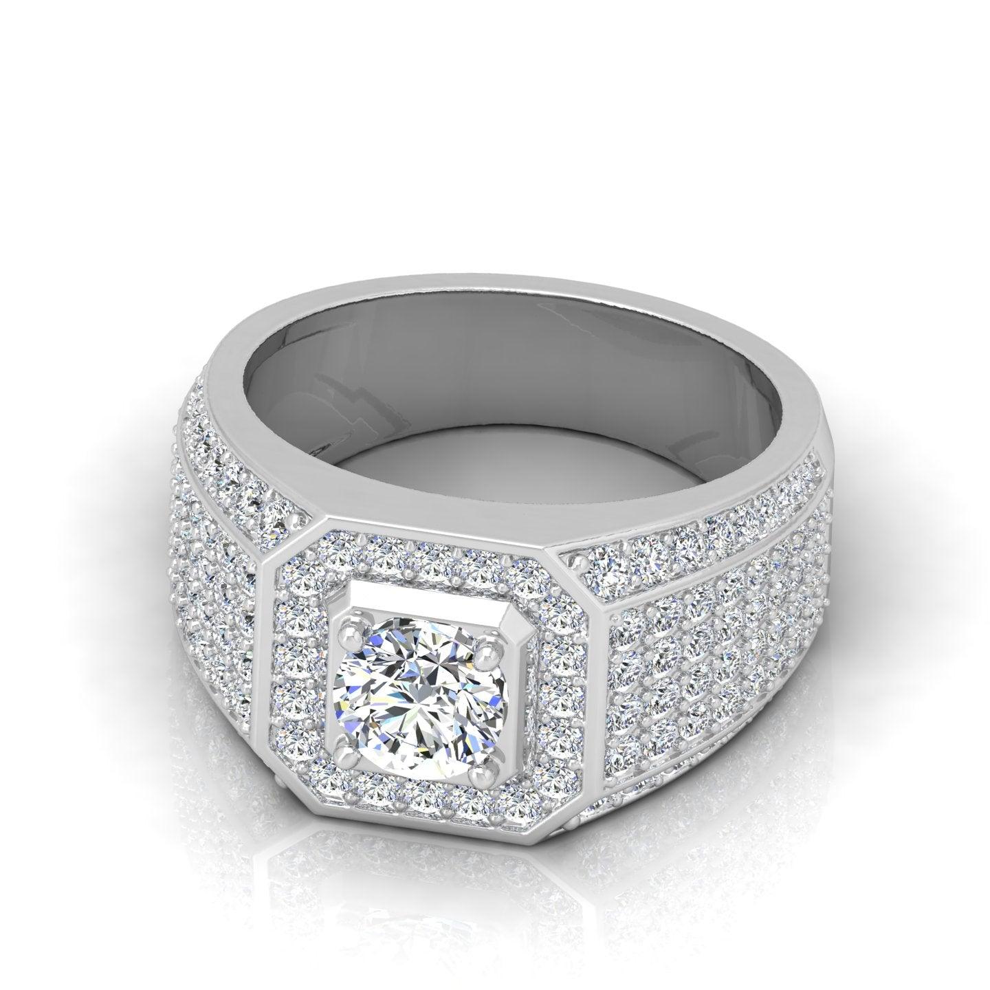 Certified F/VS 2.00Ct Round Diamond Mens Solitaire Ring - Image 7