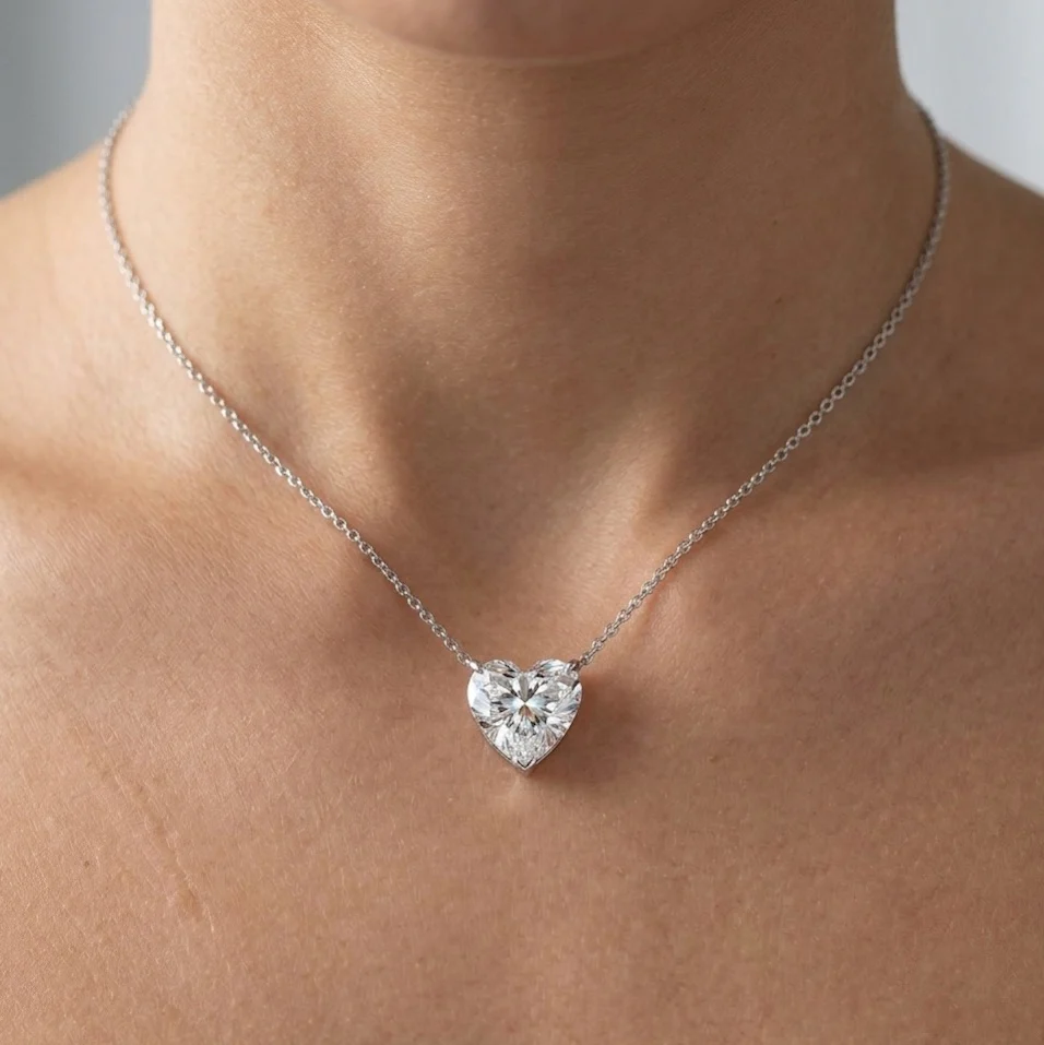 Certified 2.00Ct Heart Diamond Amada Solitaire Pendant Necklace for Women