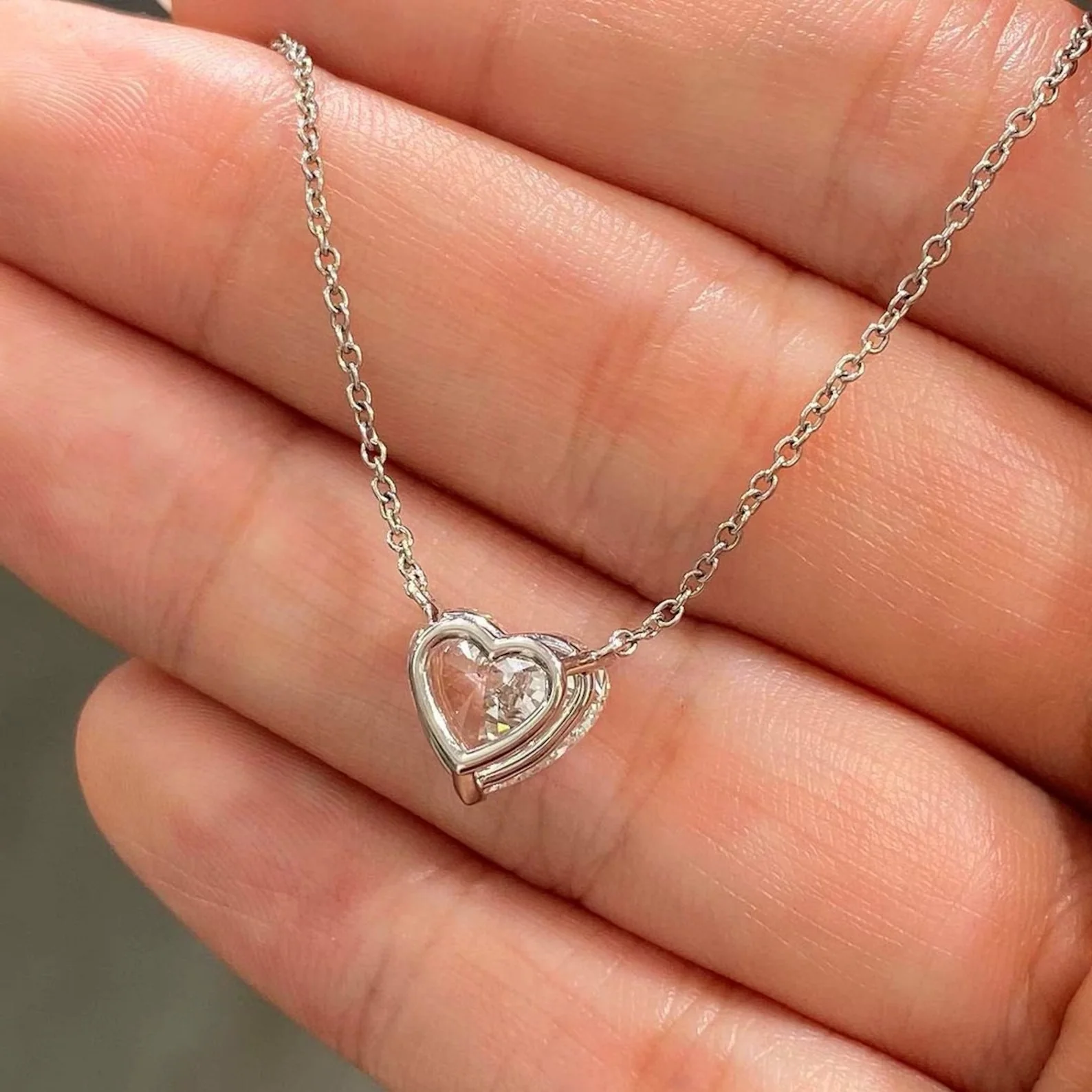 Certified 2.00Ct Heart Diamond Amada Solitaire Pendant Necklace for Women - Image 3