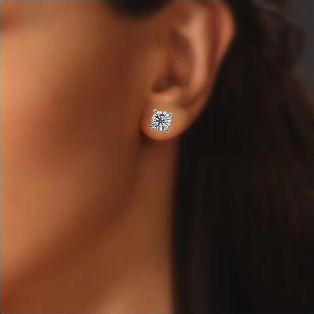 2.00ct Lab Grown Round Diamond Martini Stud Earrings – 18k White Gold (Certified) - Image 3