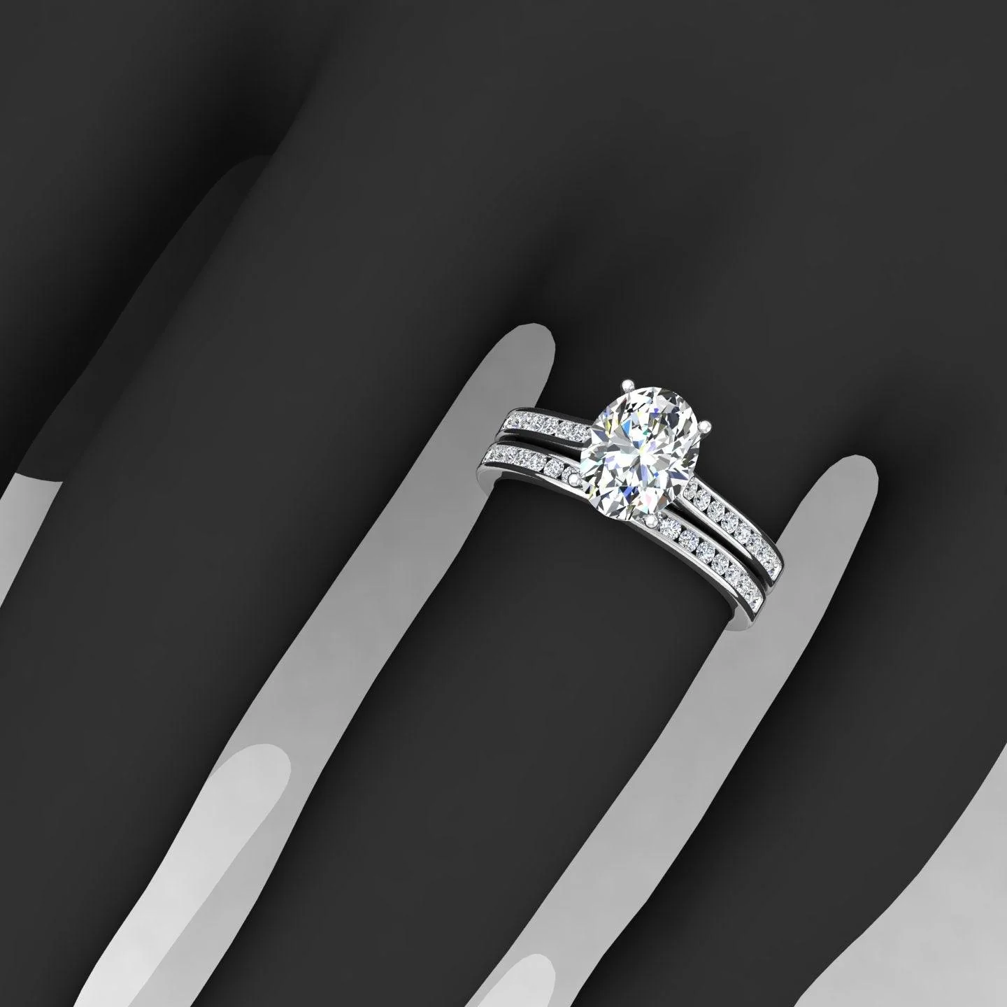 Certified Oval Diamond Bridal Set Engagement Ring With Matching Band 2.00Carat E/VS - Image 2