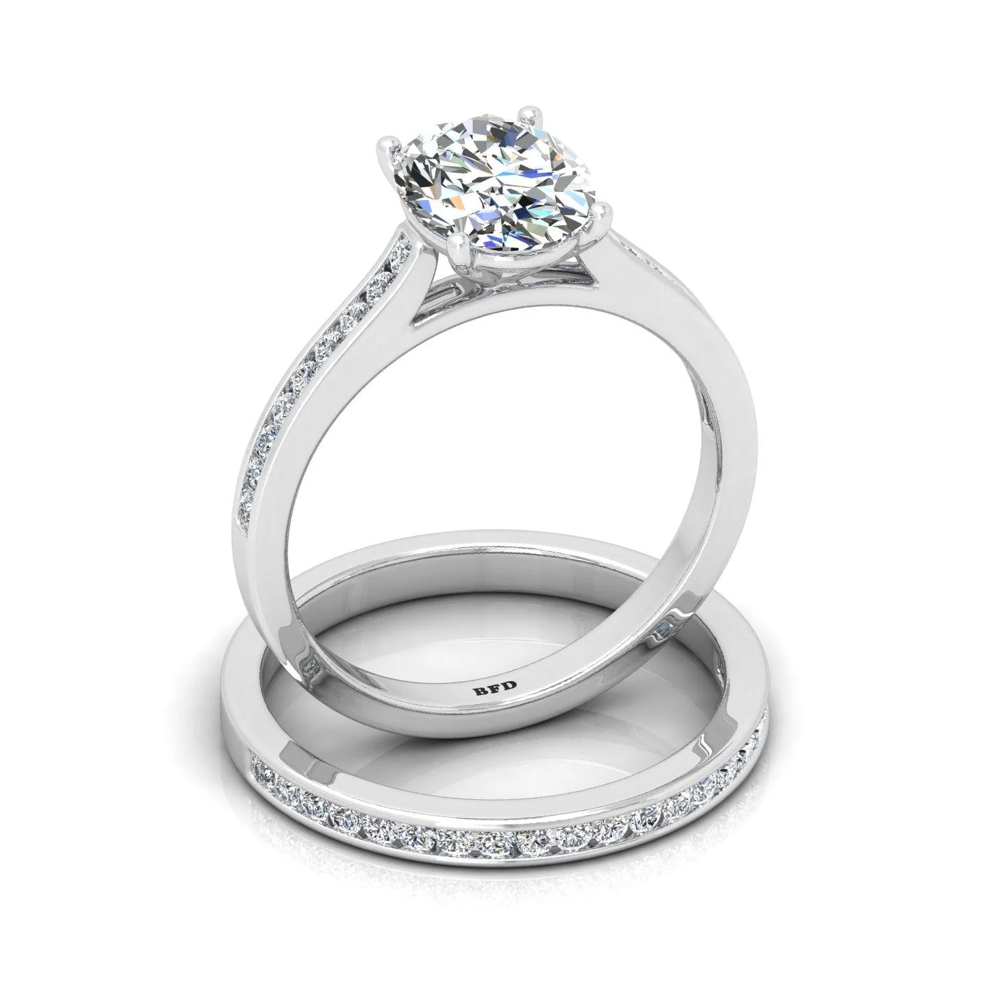 Certified Oval Diamond Bridal Set Engagement Ring With Matching Band 2.00Carat E/VS - Image 3