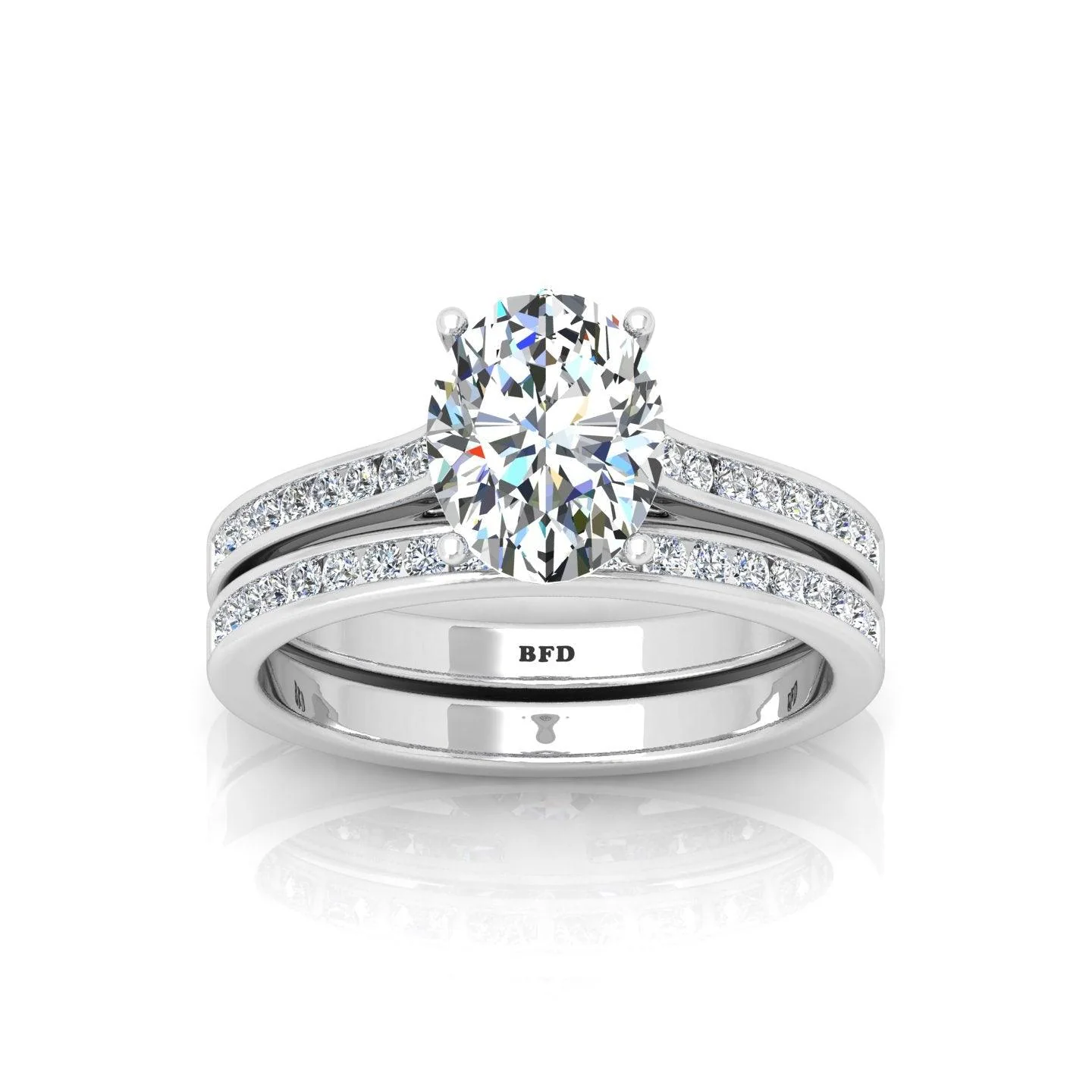Certified Oval Diamond Bridal Set Engagement Ring With Matching Band 2.00Carat E/VS - Image 4