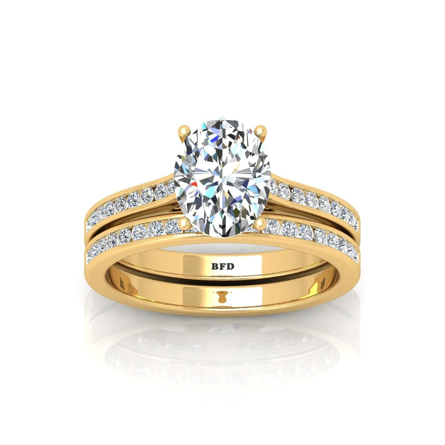 Certified Oval Diamond Bridal Set Engagement Ring With Matching Band 2.00Carat E/VS - Image 5