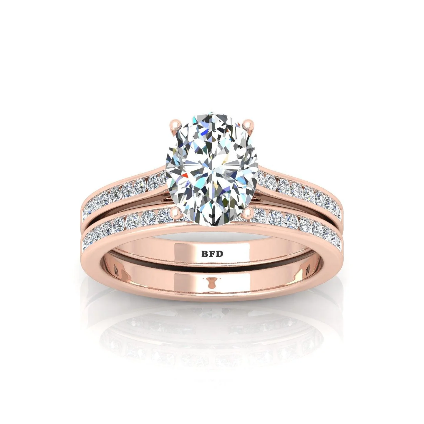 Certified Oval Diamond Bridal Set Engagement Ring With Matching Band 2.00Carat E/VS - Image 6