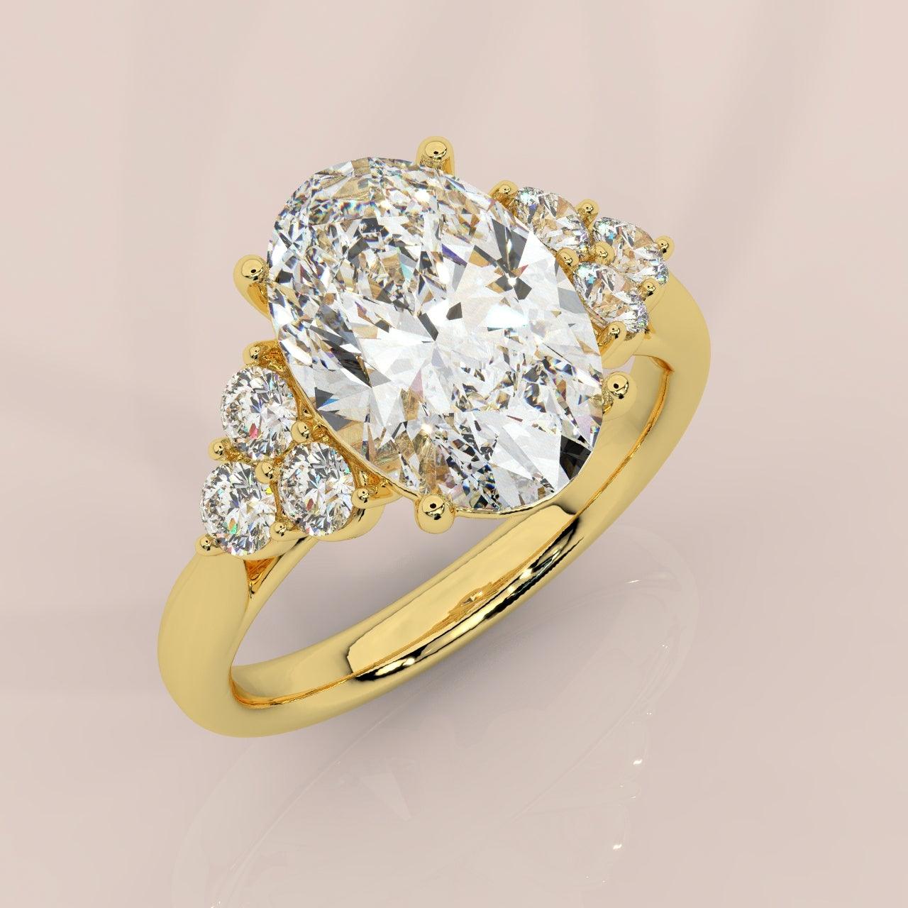 IGI Certified 4.50ct Oval and Round Diamond Engagement Ring in Platinum - Image 5