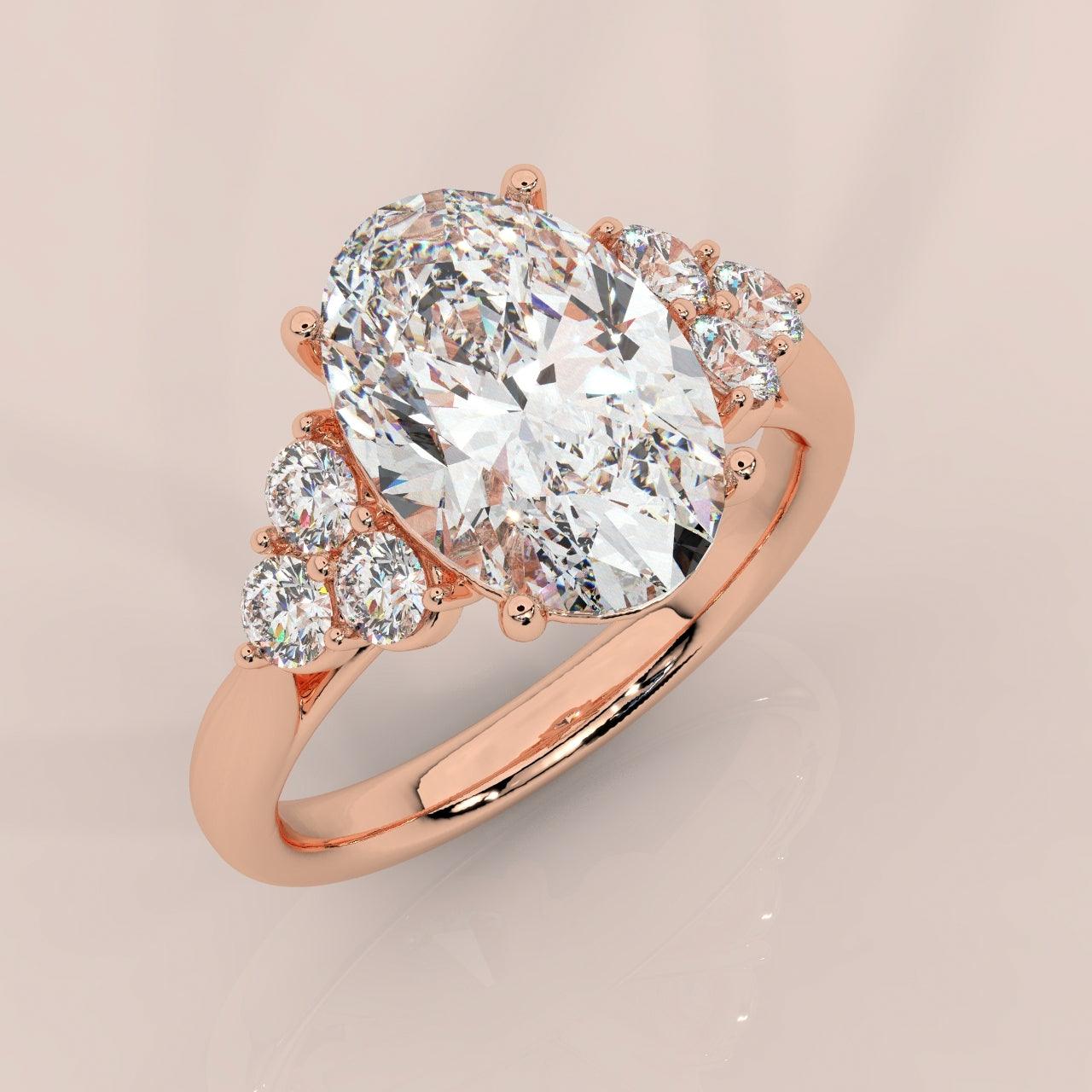 IGI Certified 4.50ct Oval and Round Diamond Engagement Ring in Platinum - Image 6