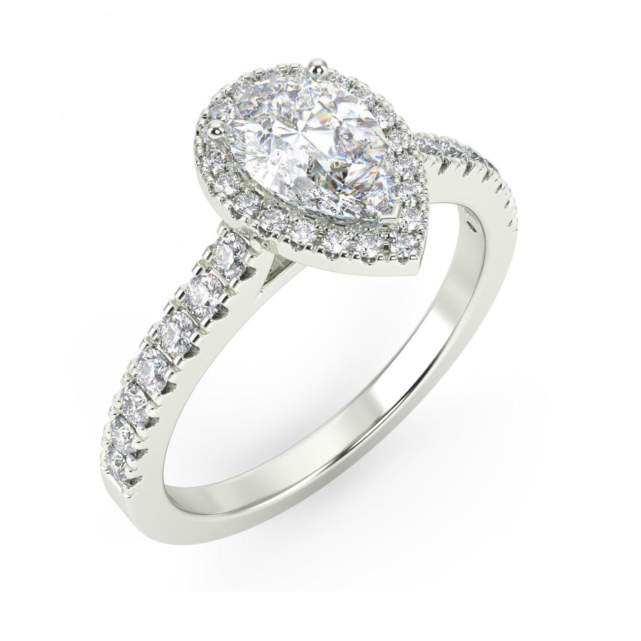 Certified F/VS 2.50Carat Pear Diamond Halo Ring in Hallmarked Yellow Gold - Image 8