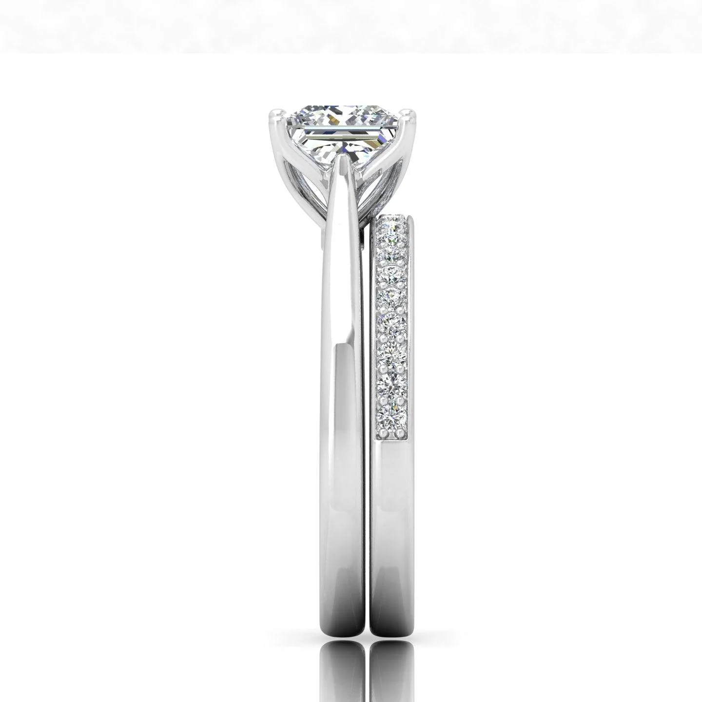 Certified Princess Diamond Bridal Set Engagement Ring - Image 7
