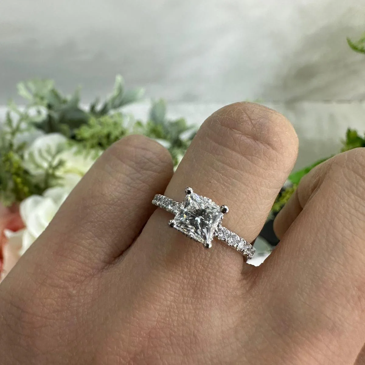 Certified Princess Diamond Engagement Ring With Matching Band 2.00Carat - Image 3