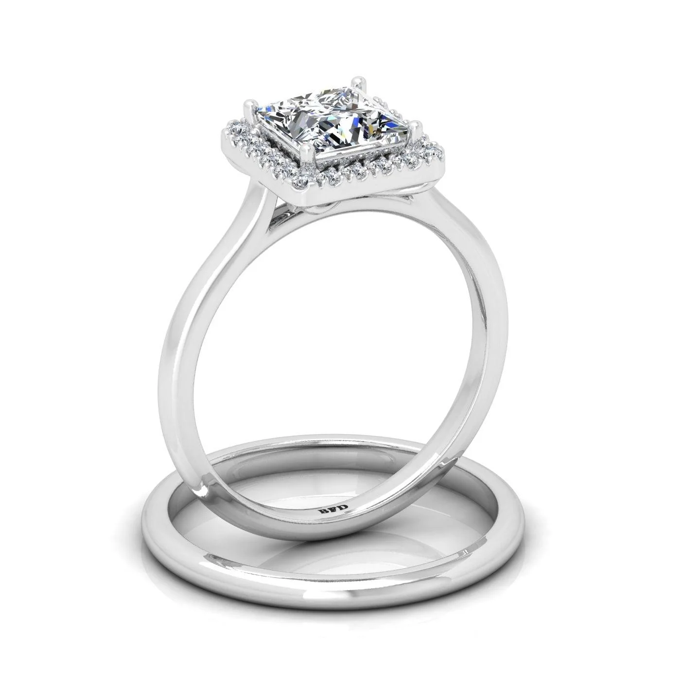 Certified Princess Diamond Halo Engagement Ring With Matching Band 1.20Carat - Image 10