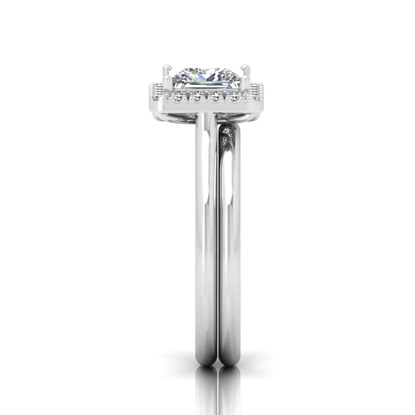 Certified Princess Diamond Halo Engagement Ring With Matching Band 1.20Carat - Image 6