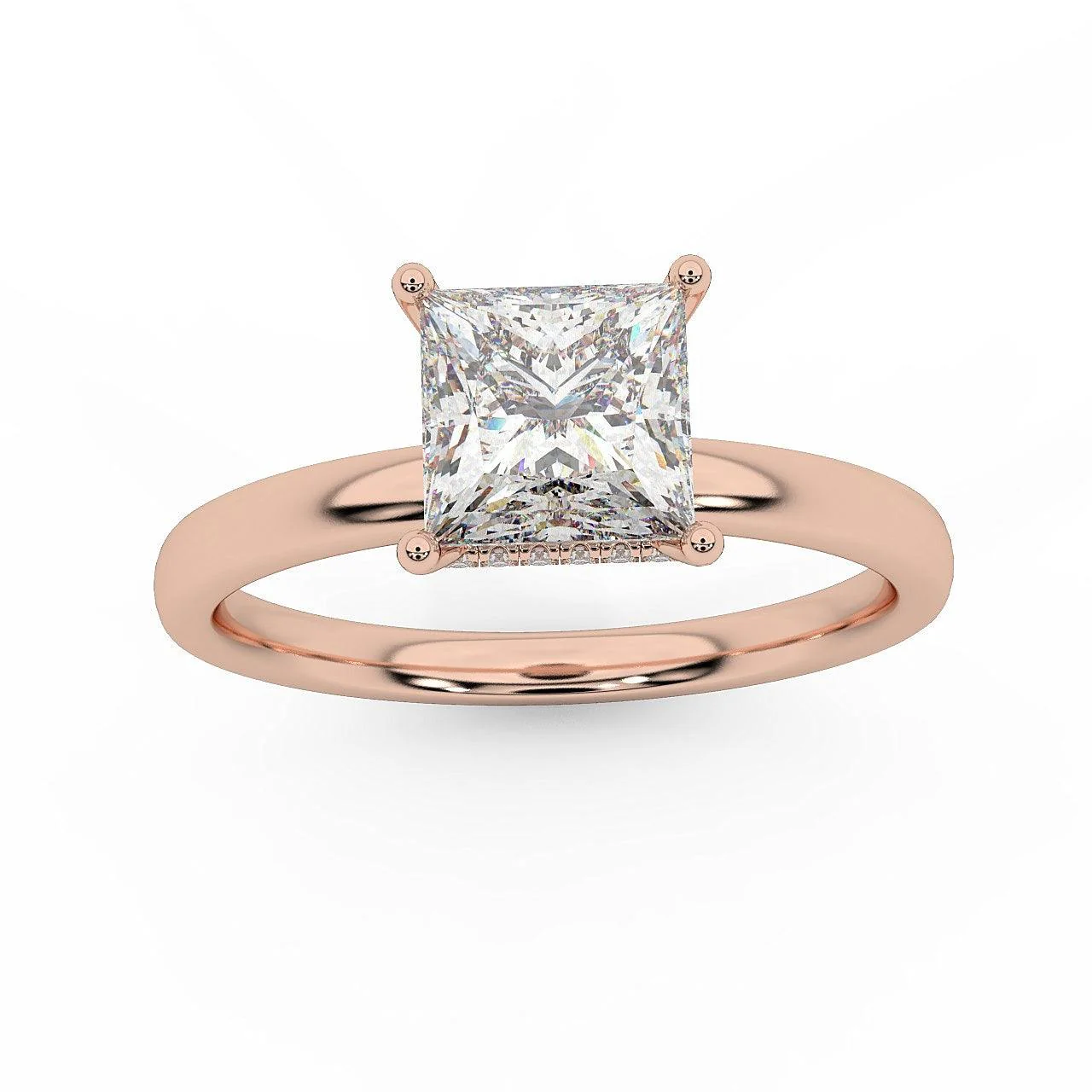 Certified Princess Diamond Hidden Halo Engagement Ring - Image 7