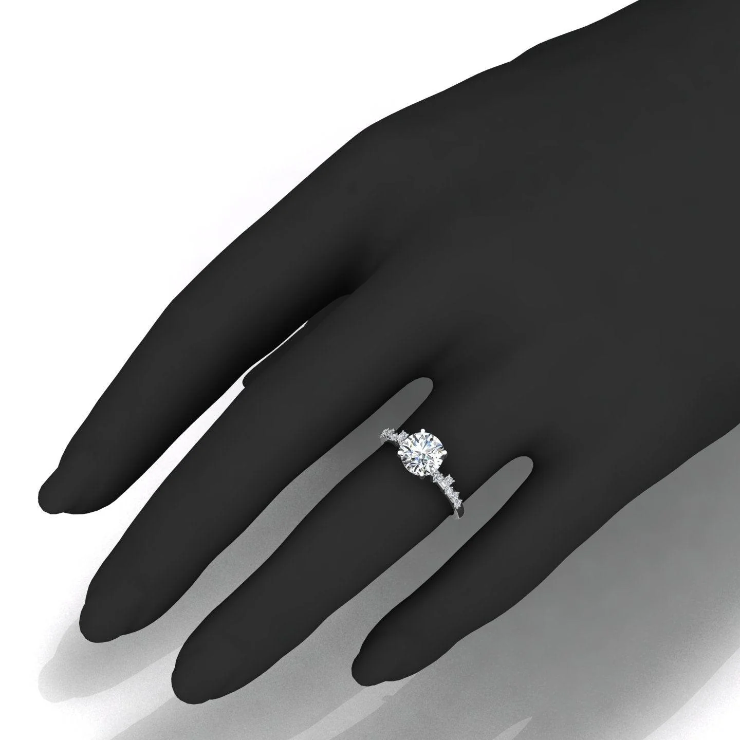 Certified Round Diamond Designer Hidden Halo Engagement Ring - Image 5