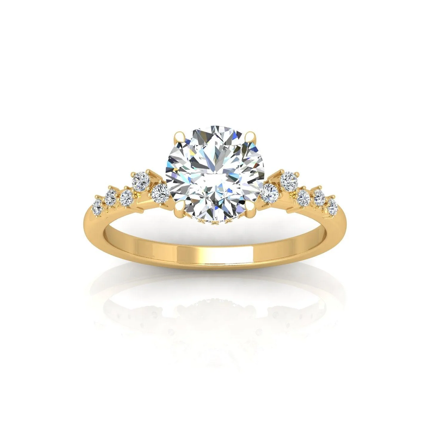 Certified Round Diamond Designer Hidden Halo Engagement Ring - Image 7