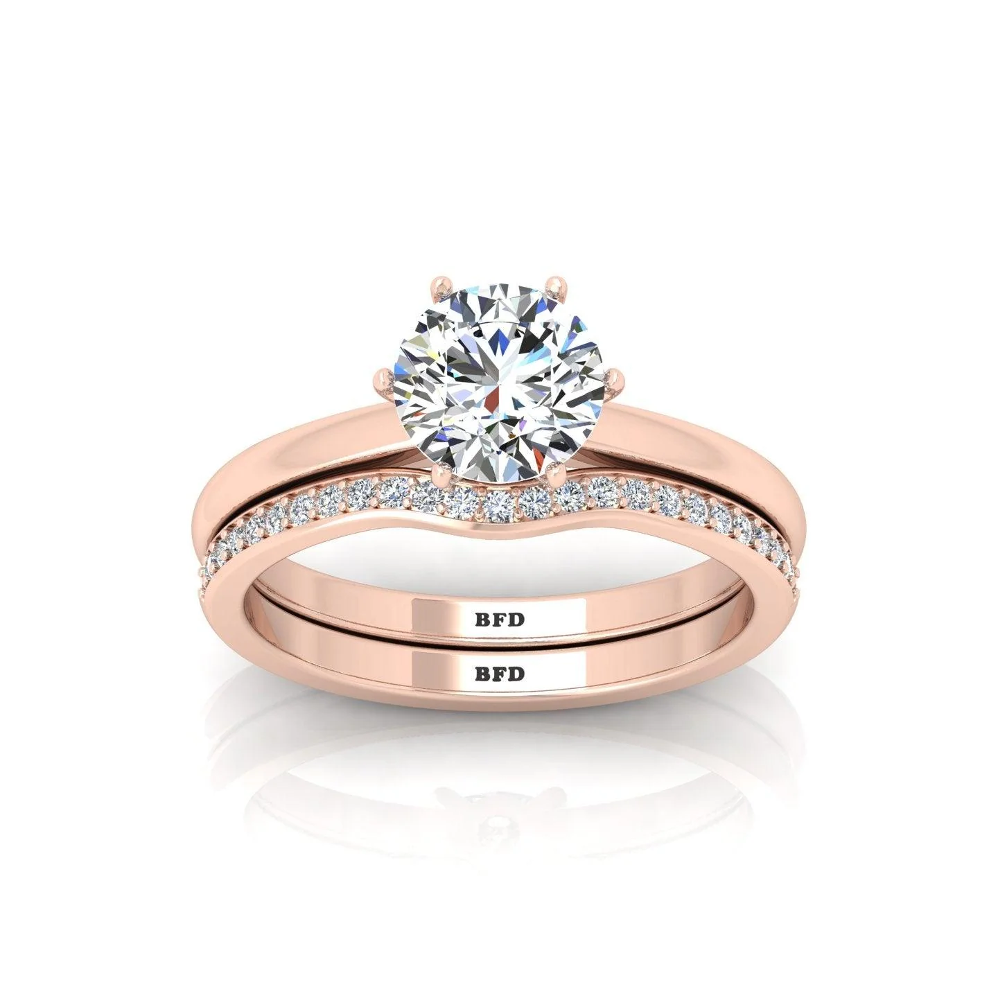 Certified Round Diamond Engagement Ring With Curved Matching Band 1.50Carat E/VS - Image 7