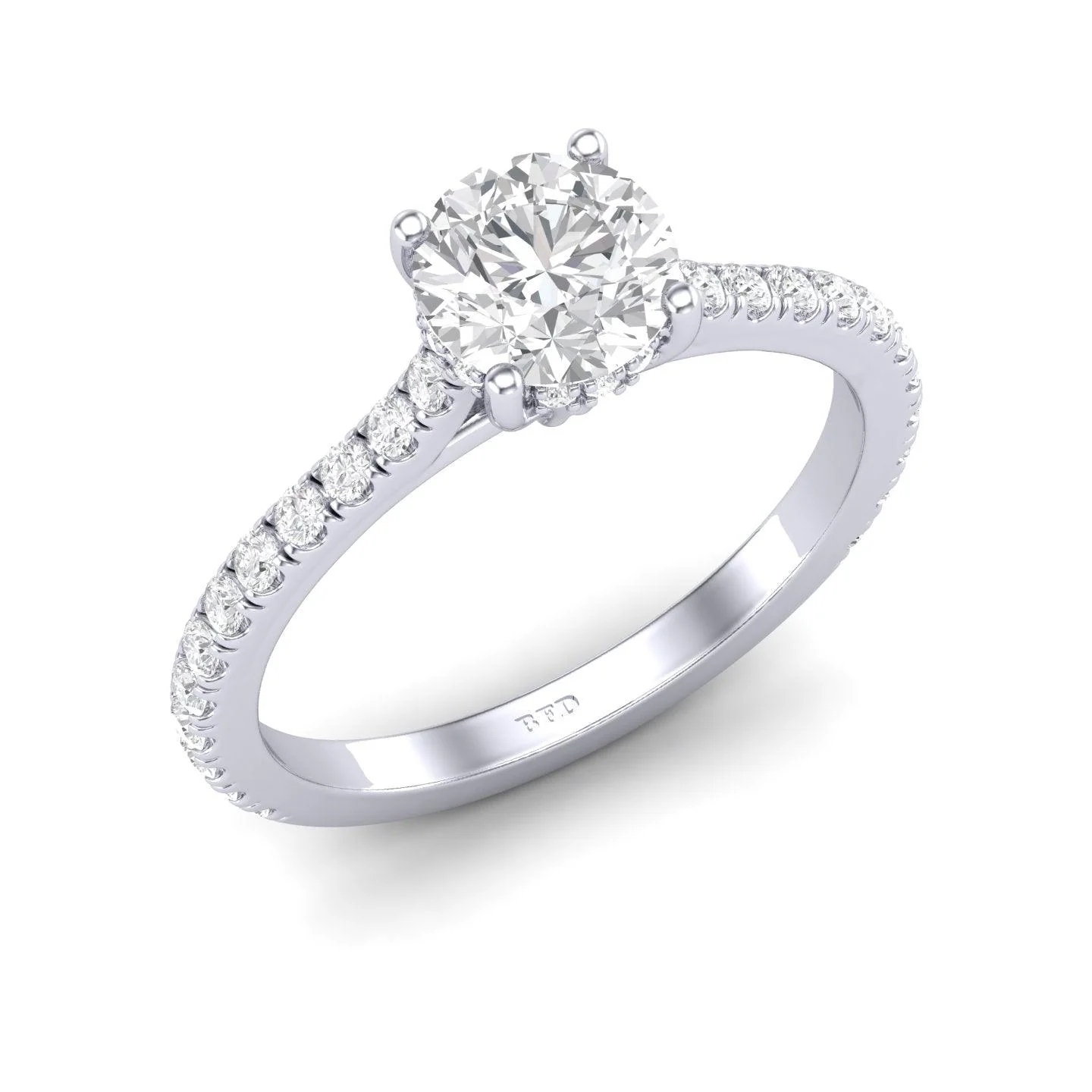 Certified Round Diamond Hidden Halo Engagement Ring - 1.50Ct - 2.50Ct - Image 3