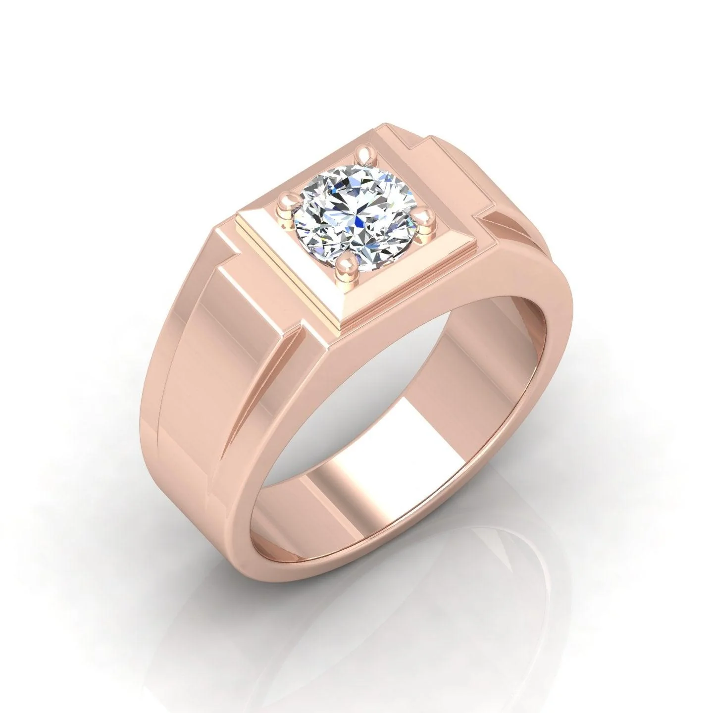 Certified F/VS 1.00Ct Single Diamond Mens Solitaire Ring - Image 3