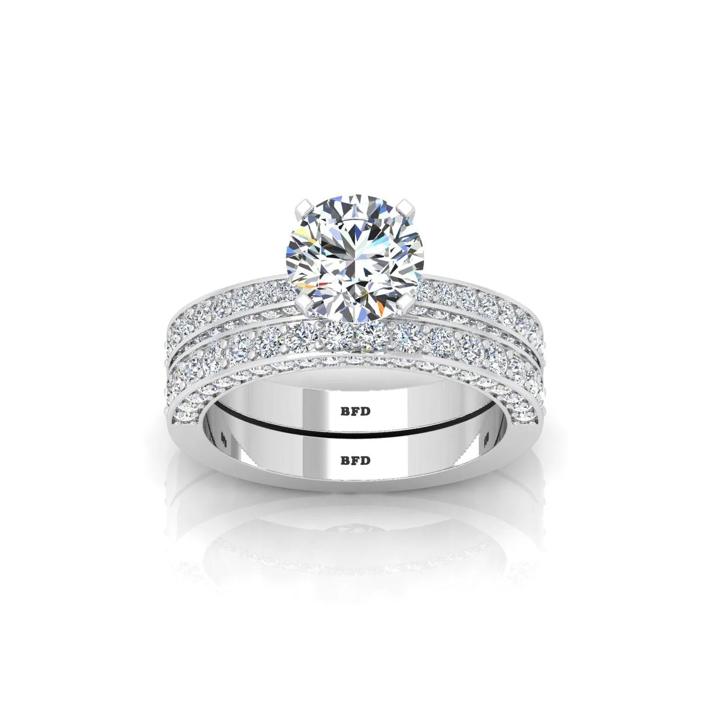 Certified Round Diamond Multi Row Bridal Set Engagement Ring 2.00Carat E/VS - Image 4