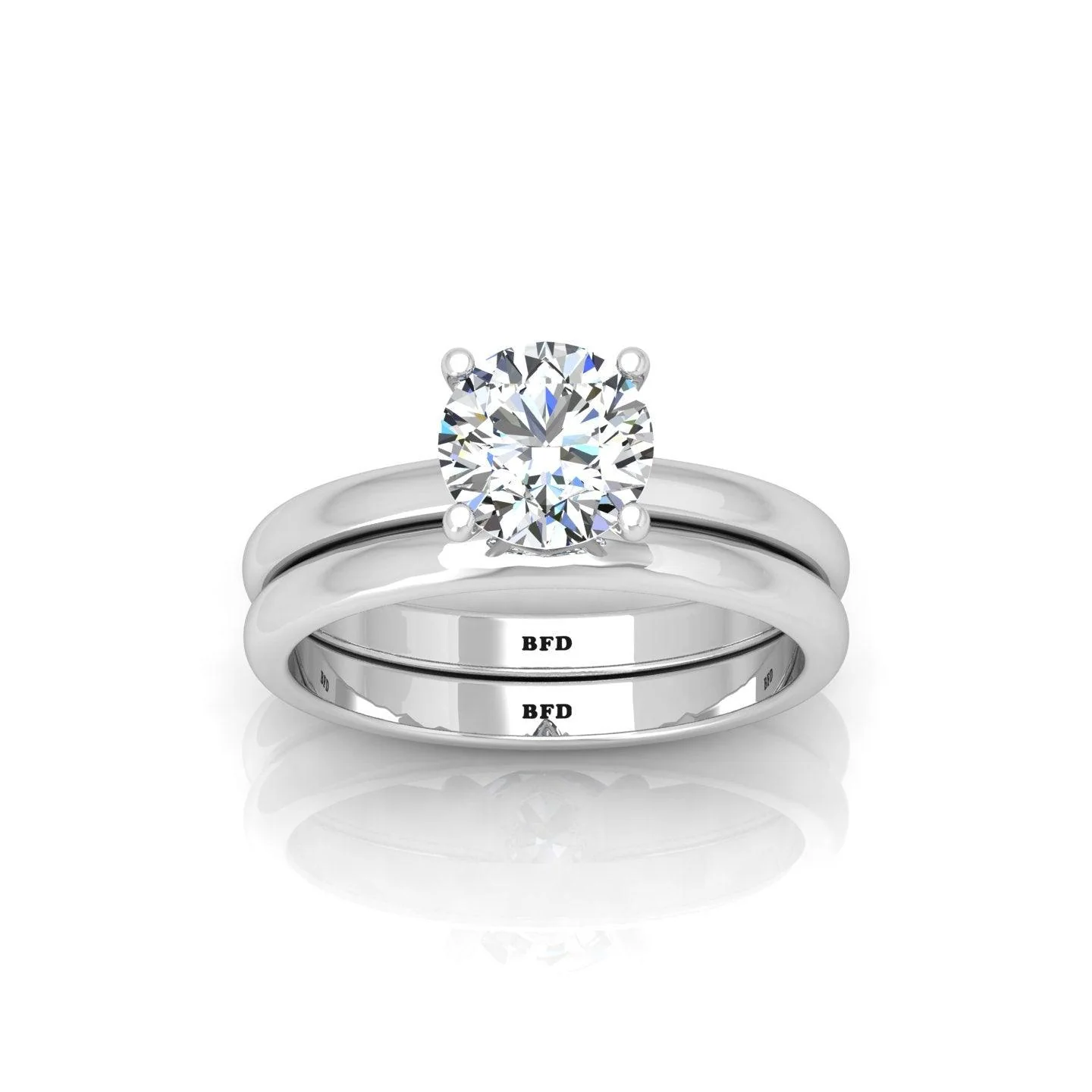 Certified Round Diamond Solitaire Bridal Set Ring 1.00Carat E/VS - Image 5
