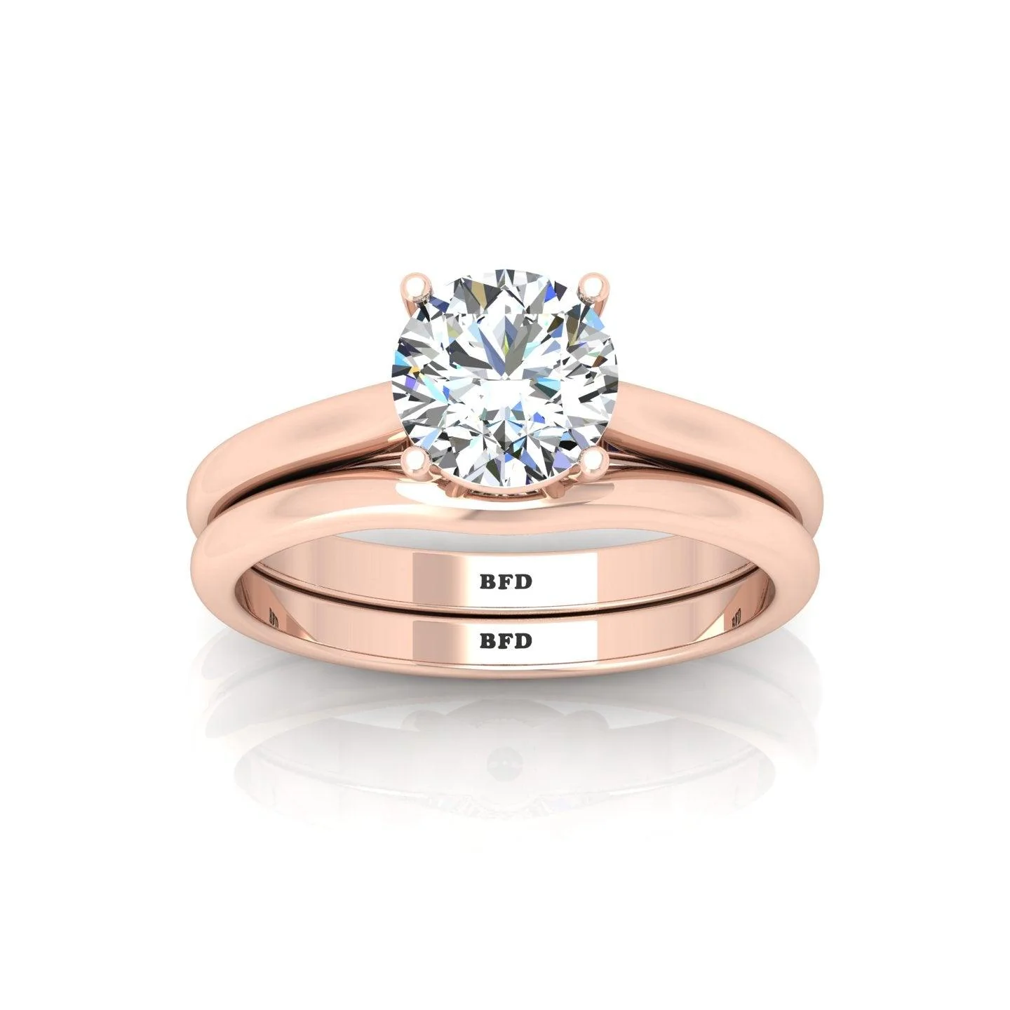 Certified Round Diamond Solitaire Engagement Ring with Matching Band 1.00Carat E/VS - Image 4