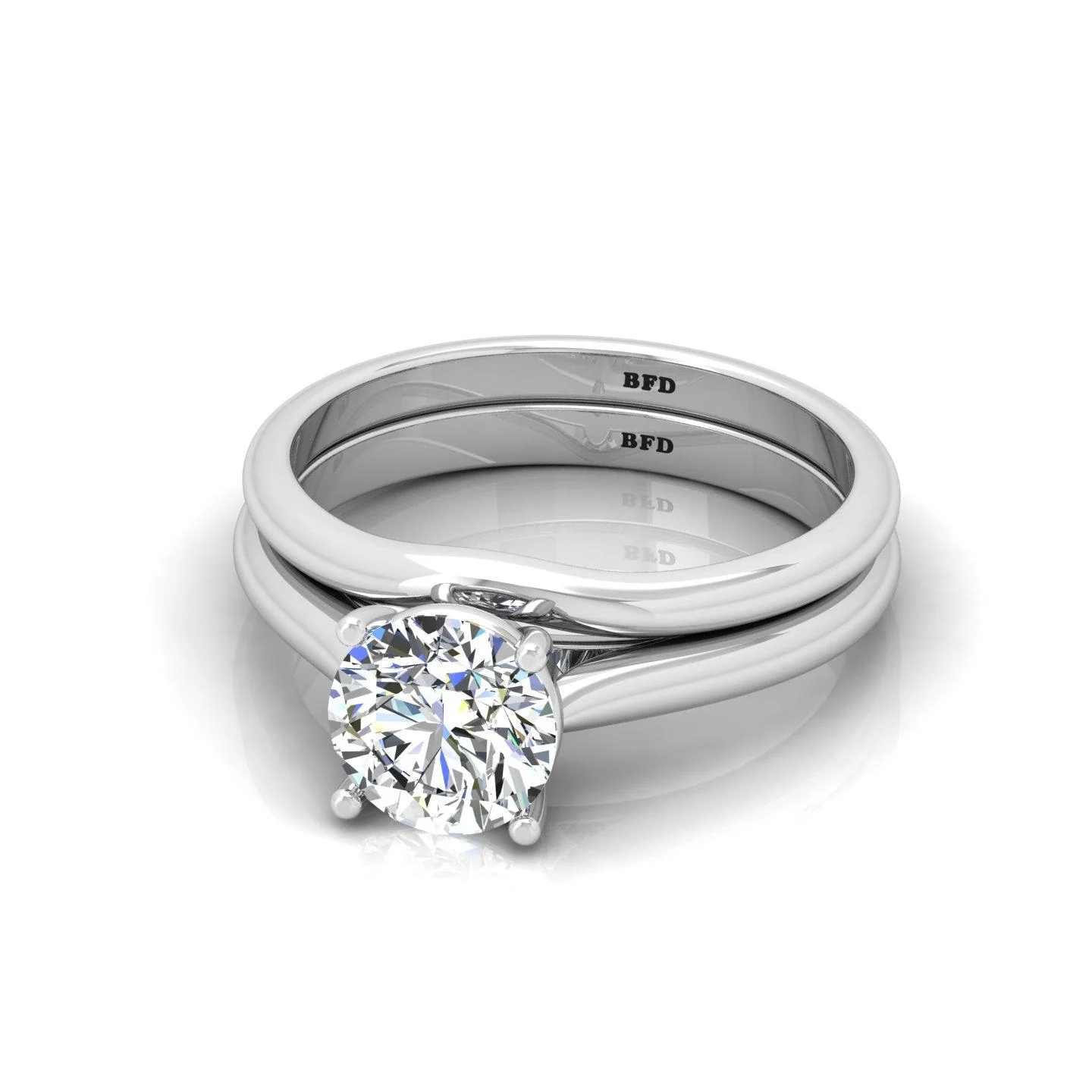 Certified Round Diamond Solitaire Engagement Ring with Matching Band 1.00Carat E/VS - Image 8