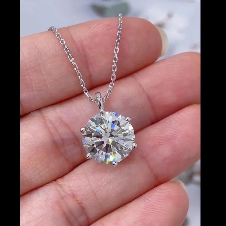 Certified F/VS Round Diamond Amada Solitaire Pendant Necklace for Women 18k Gold 4.00Ct-6.00Ct - Image 3