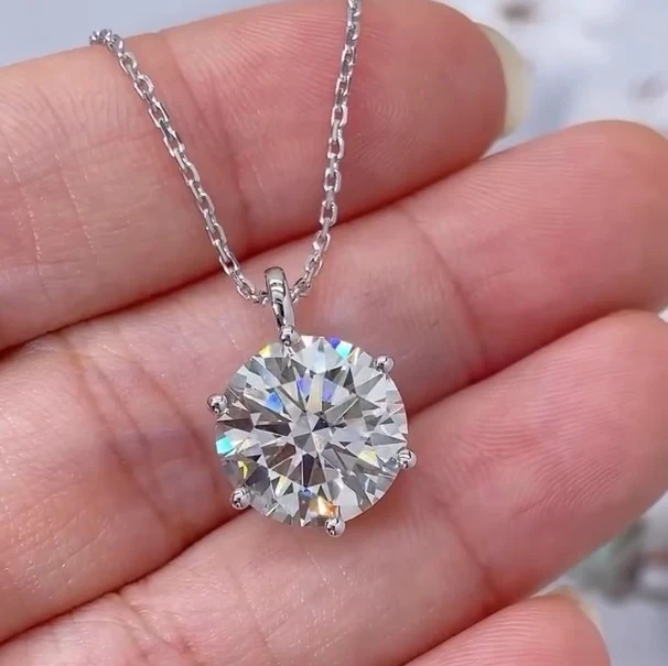 Certified F/VS Round Diamond Amada Solitaire Pendant Necklace for Women 18k Gold 4.00Ct-6.00Ct - Image 4