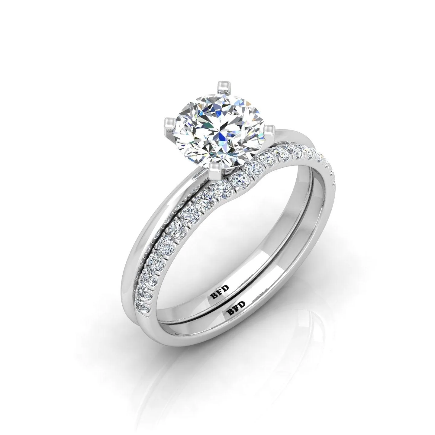 Certified Round Diamond Solitaire Ring With Matching Band 1.50Carat E/VS